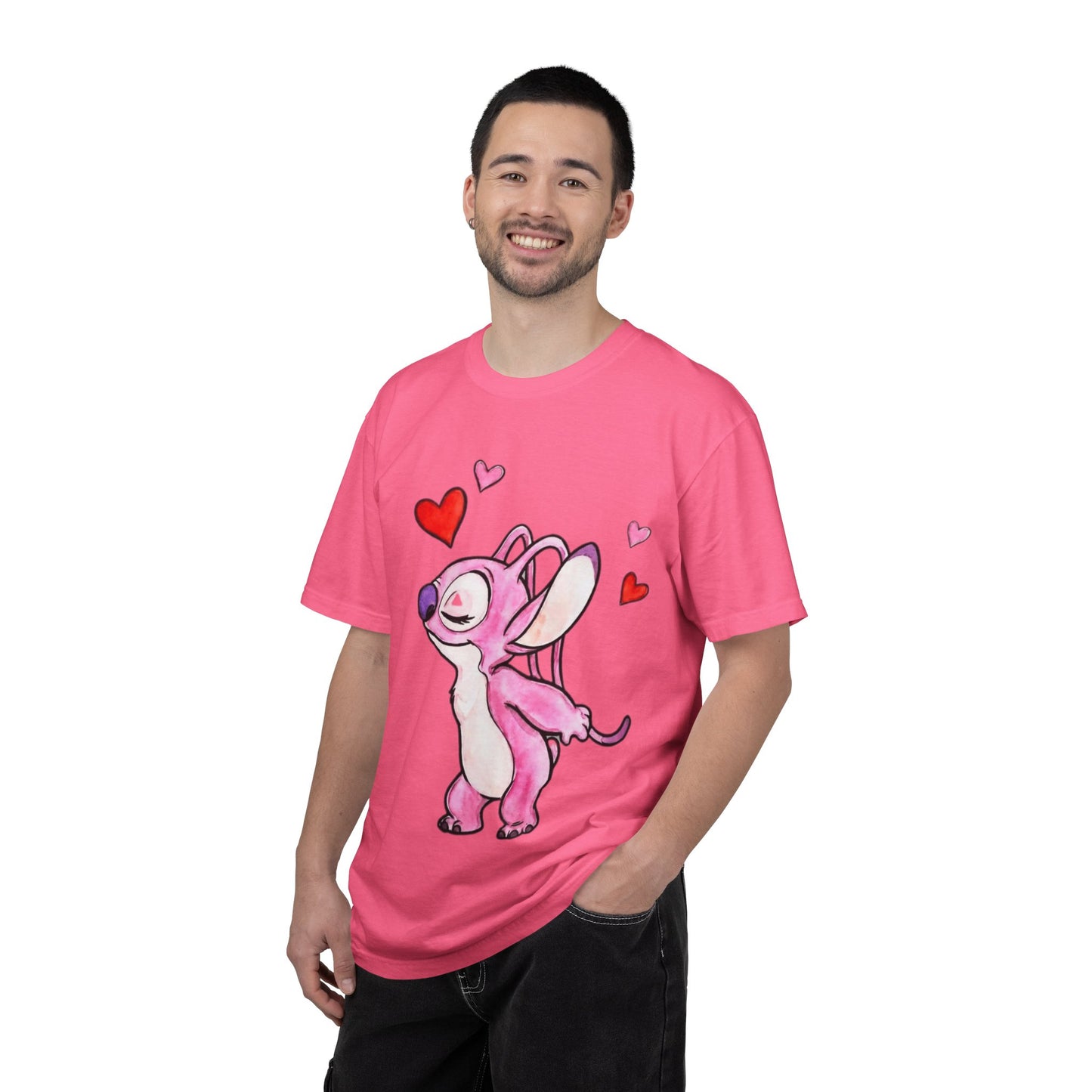 T-Shirt — Cute Pink Cartoon Creature with Hearts | Valentine’s Gift Tee