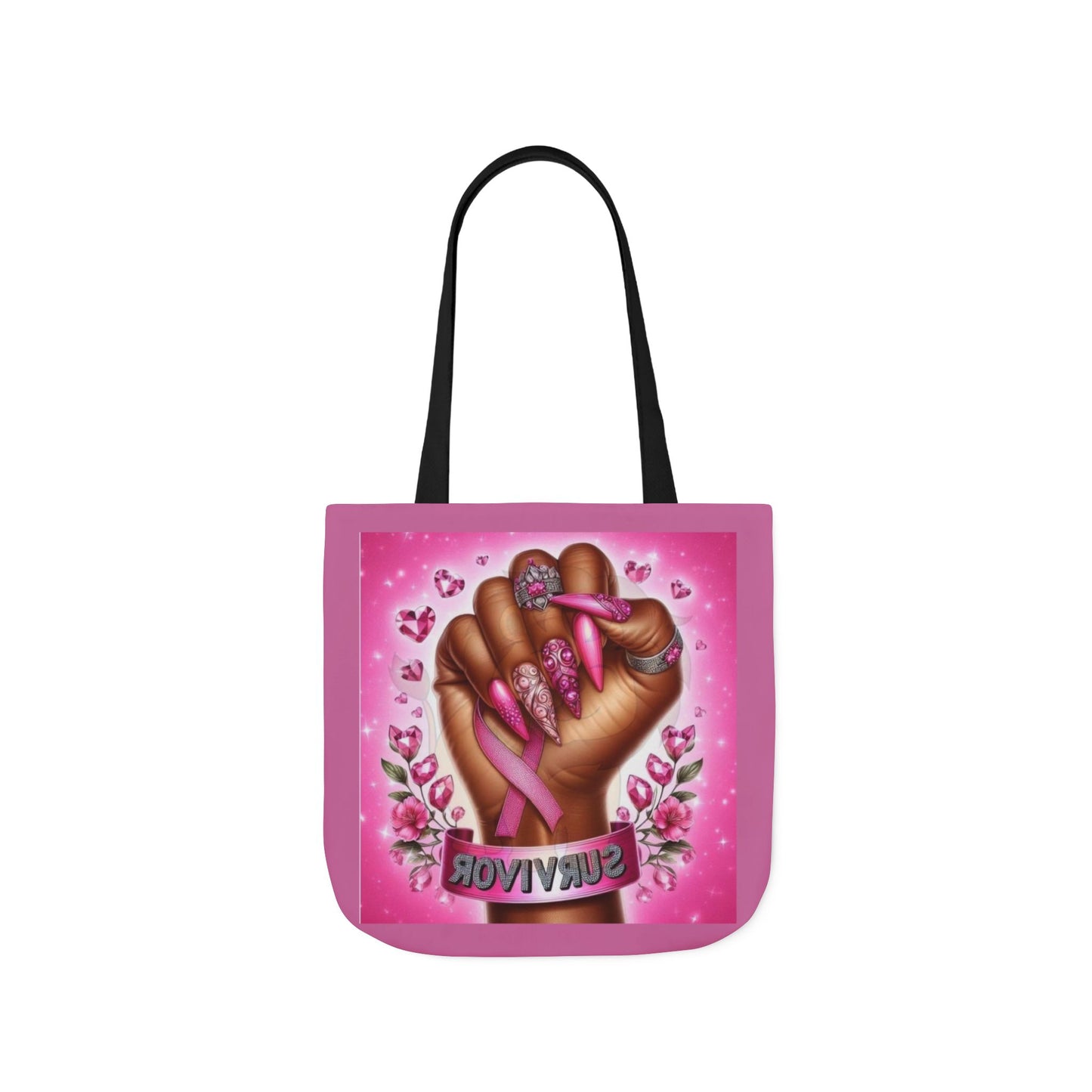 Breast Cancer Survivor Tote Bag  Pink Ribbon Empowerment Canvas Tote