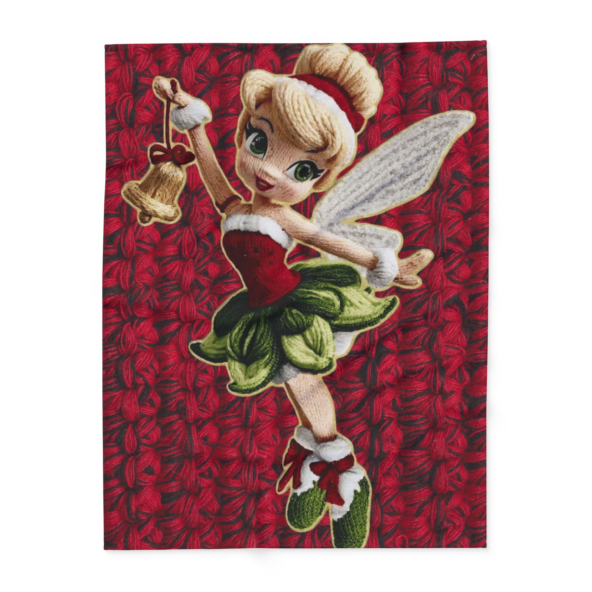 Christmas Fairy Fleece Blanket – Vintage Tinker Bell Holiday Throw
