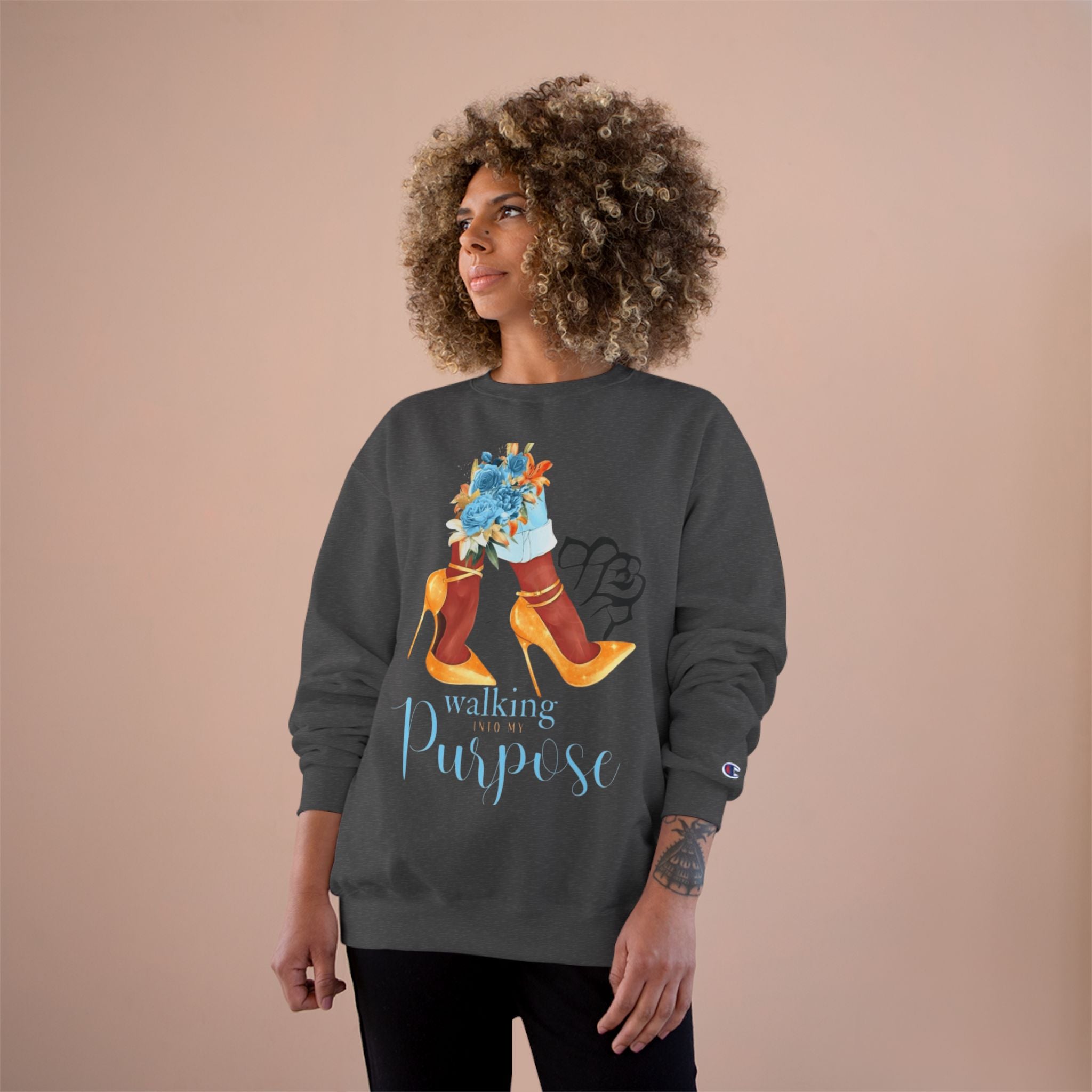 Walking with Purpose Sweatshirt  Floral Heels Inspirational Crewneck