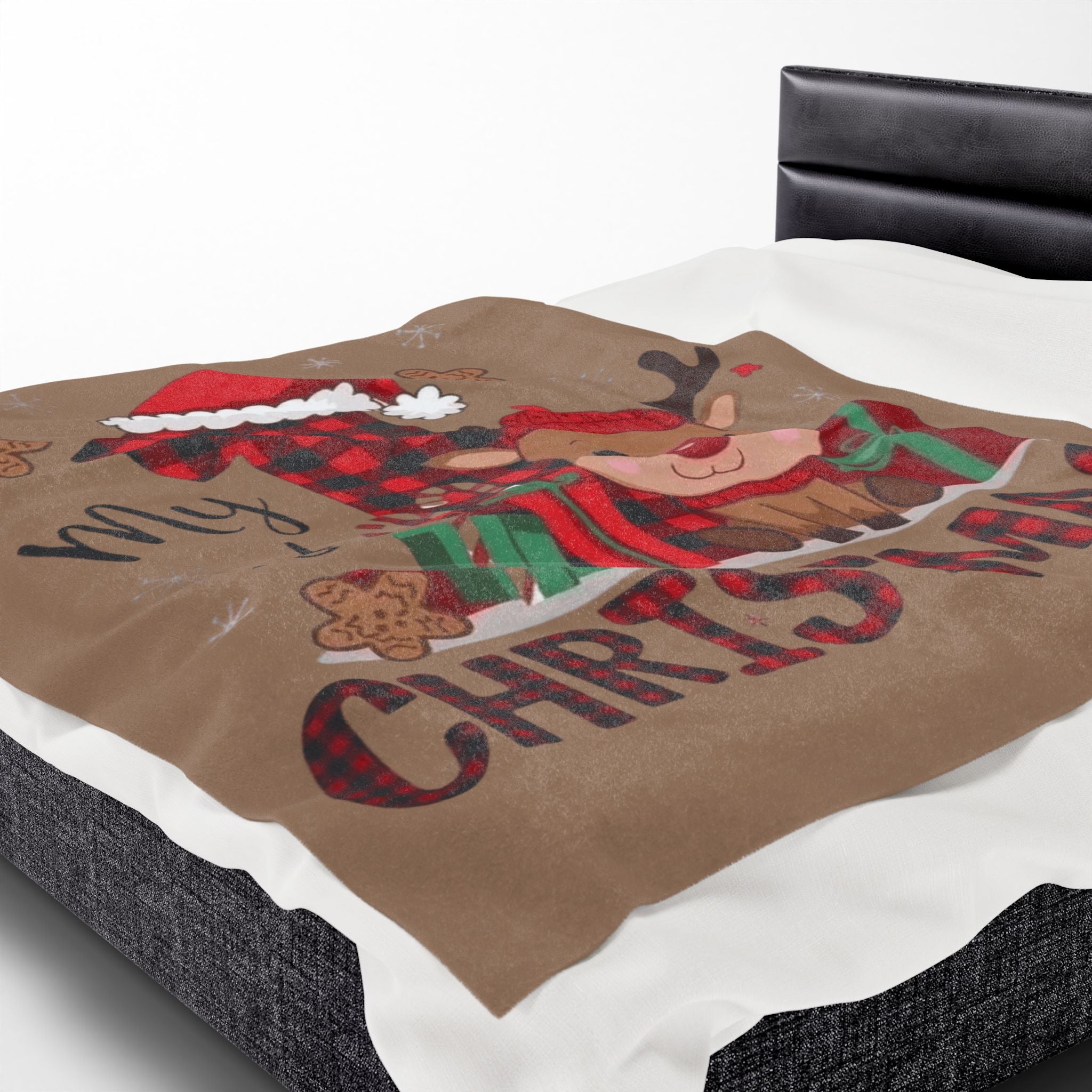Santa’s Little Snuggle Blanket My 1st Christmas Reindeer Velveteen Plush Blanket