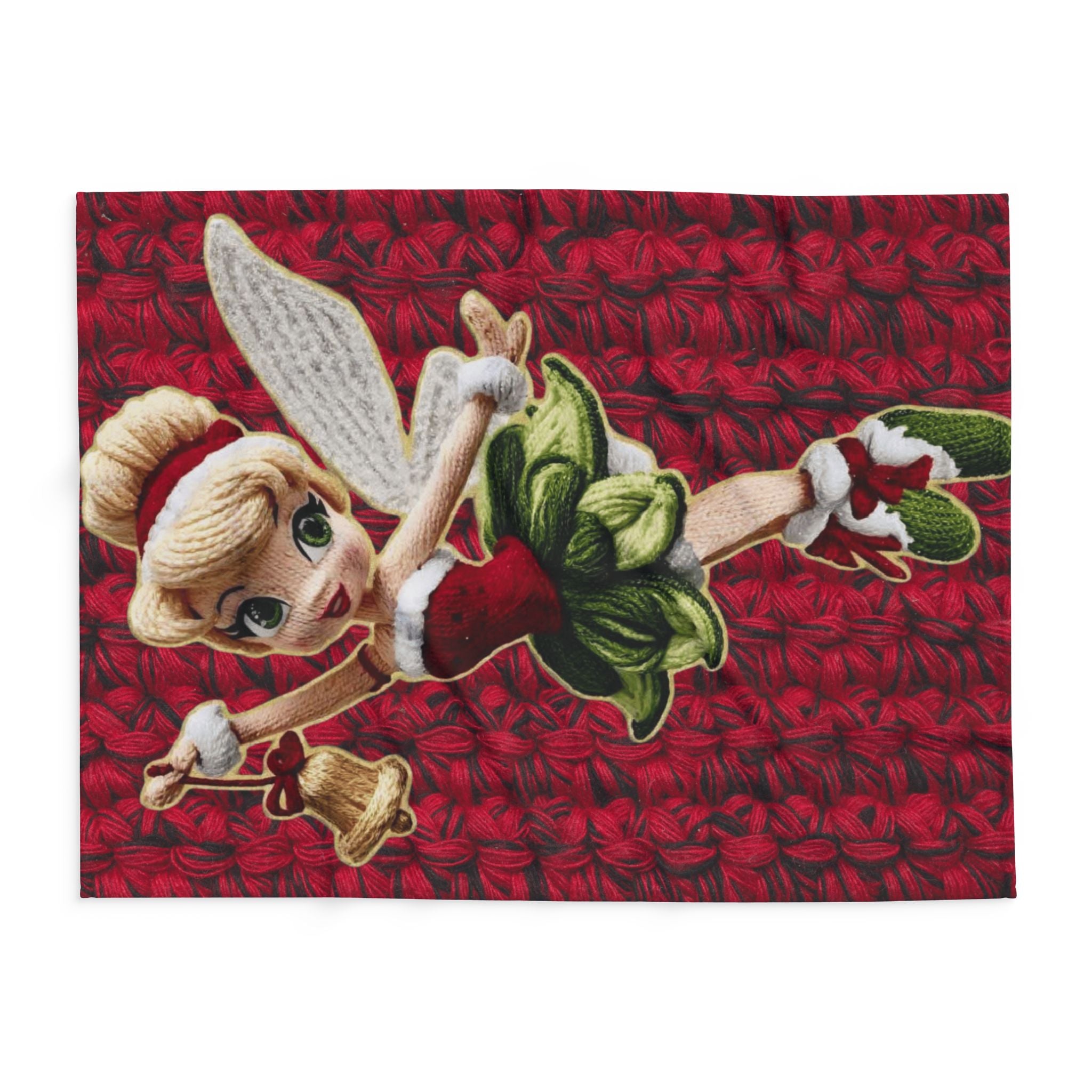 Christmas Fairy Fleece Blanket – Vintage Tinker Bell Holiday Throw