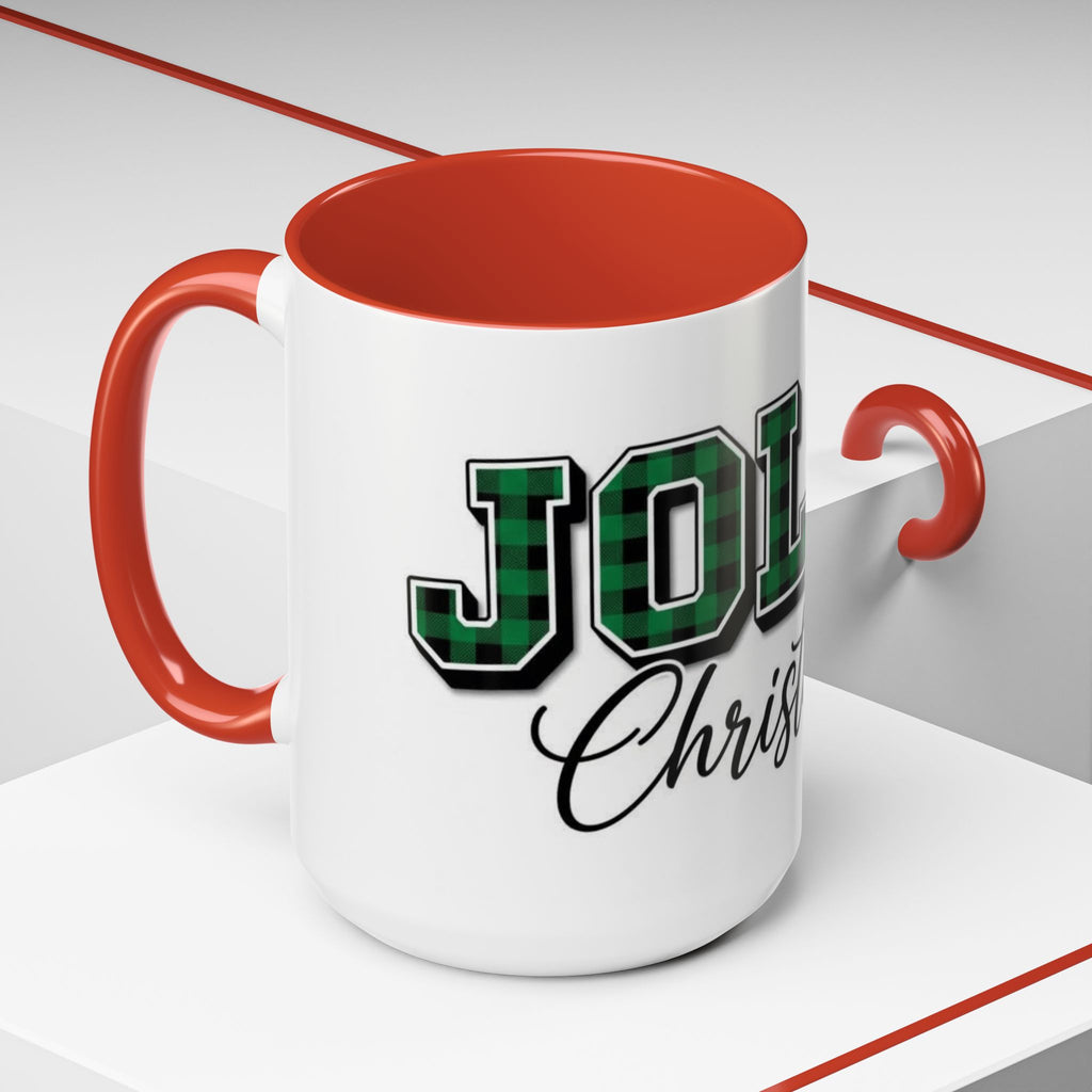 Holly Christmas Accent Coffee Mug — Green Plaid Holiday Gift (11/15oz)