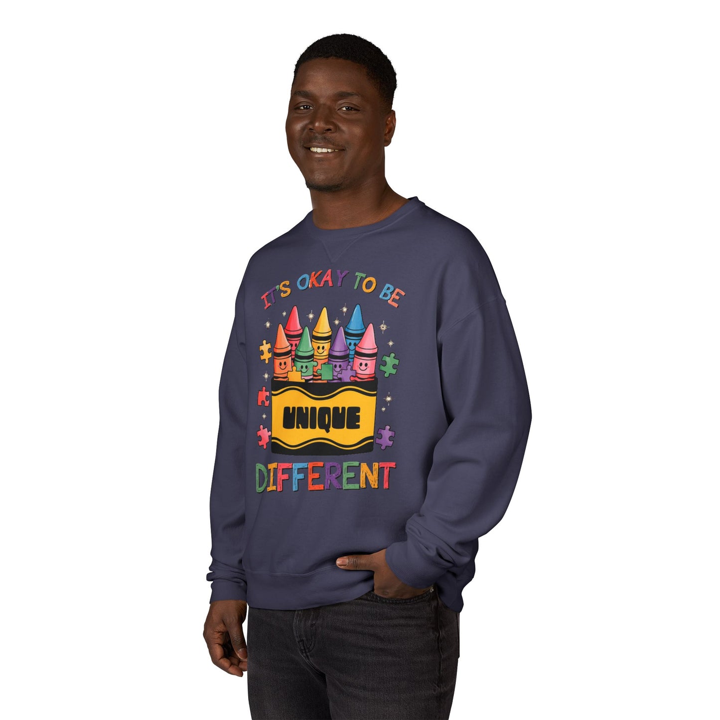 Autism Awareness & Pride Collection Unique & Different Crewneck Sweatshirt - Unisex ComfortWash®