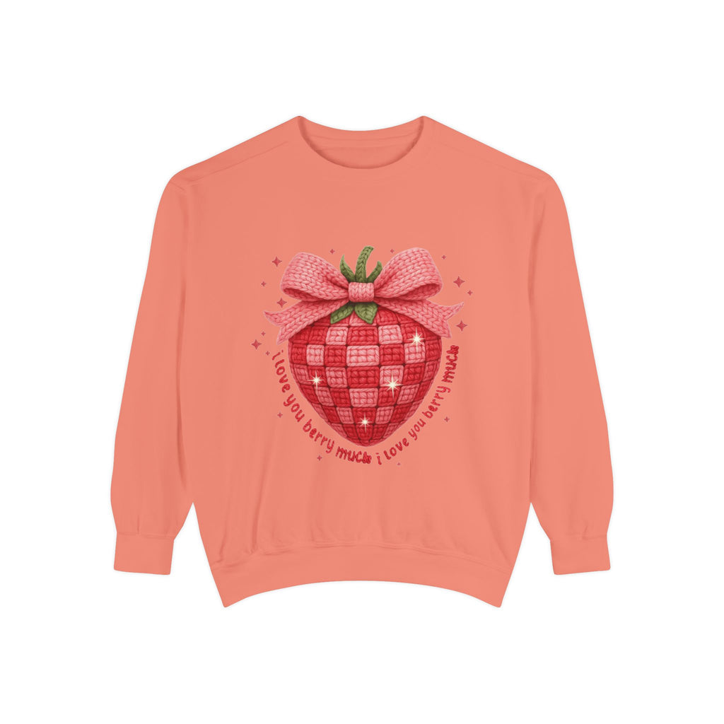 Strawberry Bow Sweatshirt  "I Love You Berry Much" Cute Valentine Pullover