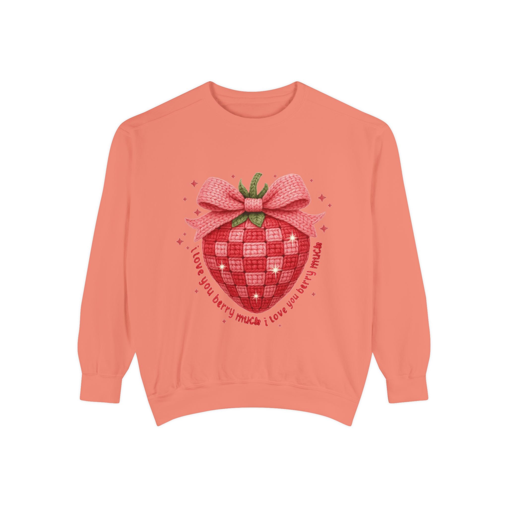 Strawberry Bow Sweatshirt  "I Love You Berry Much" Cute Valentine Pullover