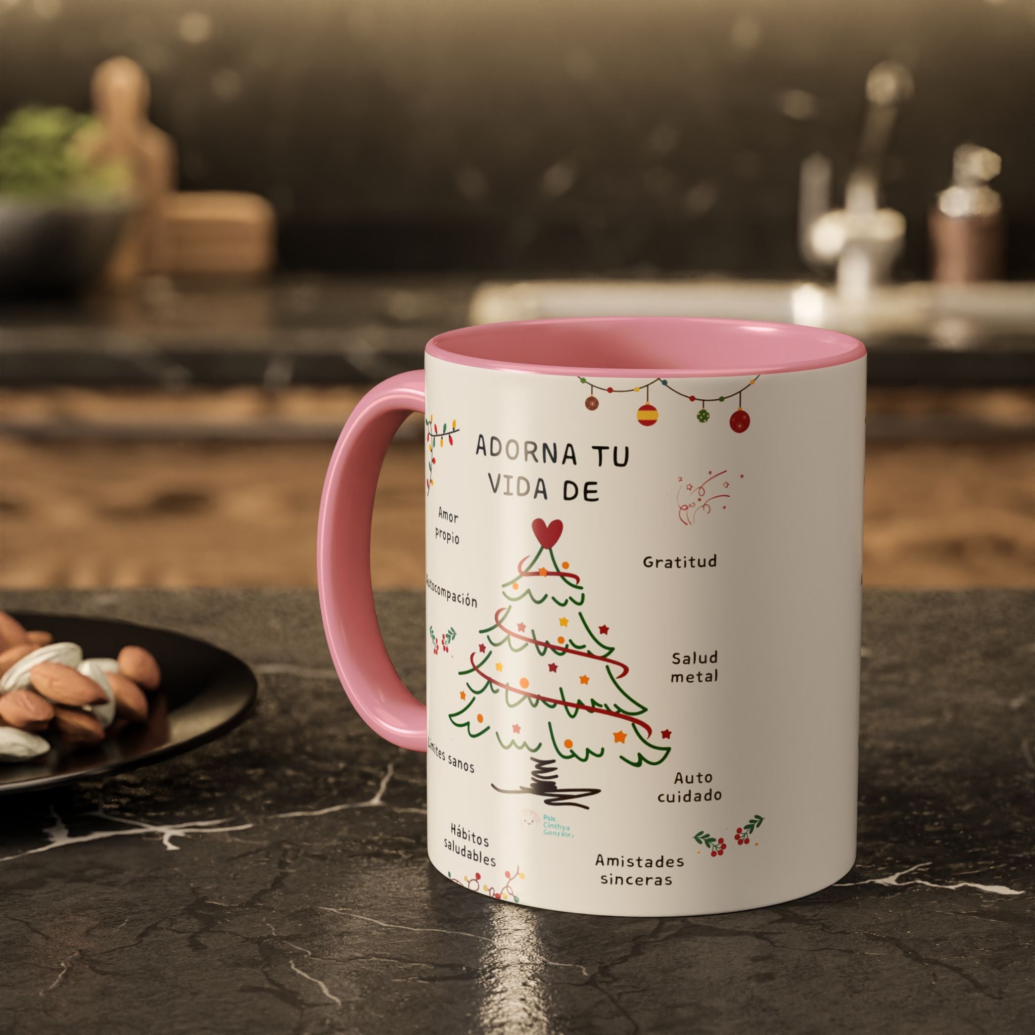 Mug — 'Adorna Tu Vida' Christmas Tree Spanish Holiday Coffee Mug (11oz/15oz)