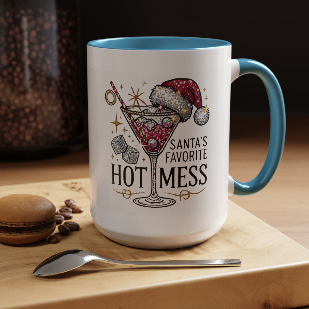 Accent Coffee Mug - "Santa's Favorite Hot Mess" Holiday Cocktail Mug (11/15 oz)