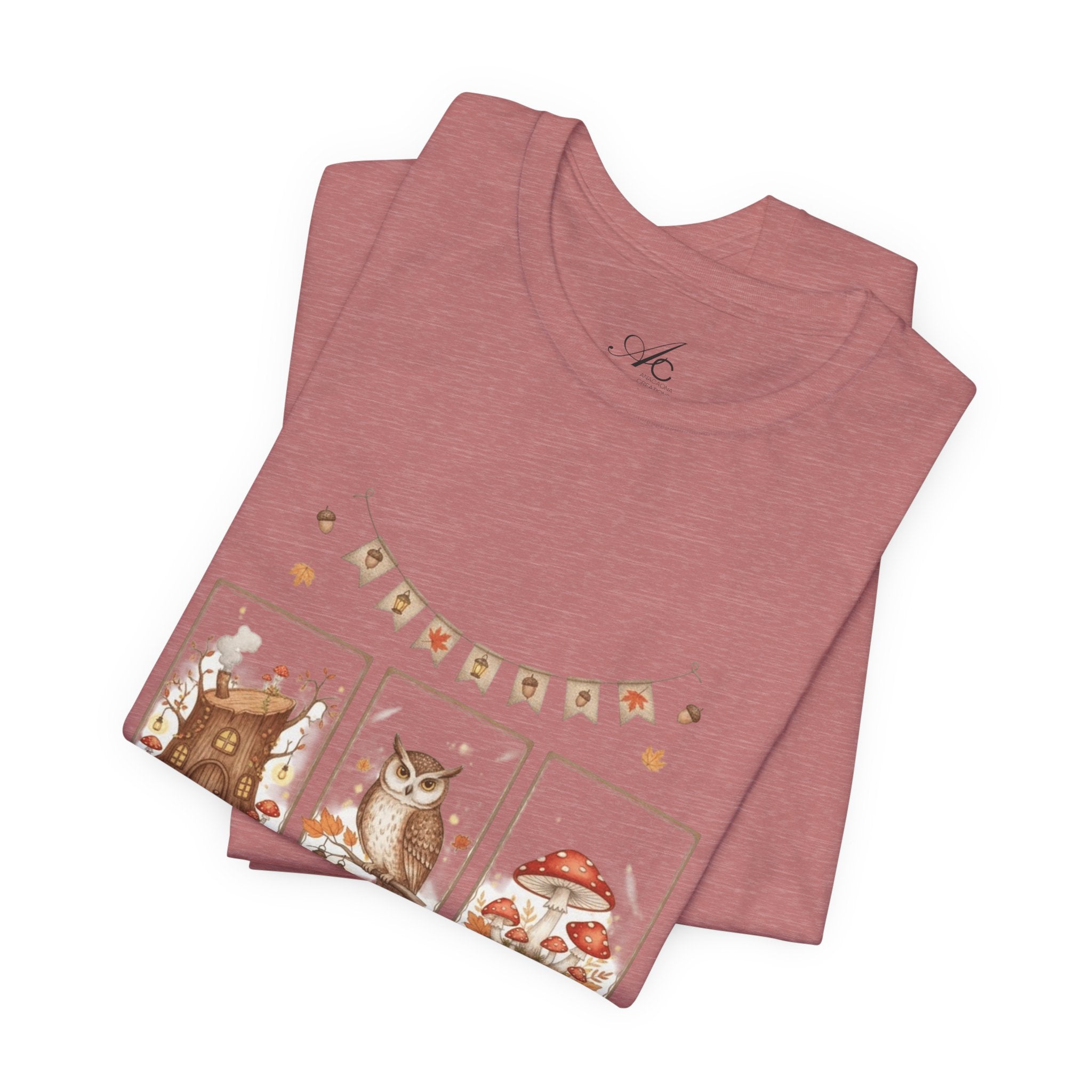 Enchanted Forest Fall Tee, Cute Owl Shirt, Autumn Graphic Tee, Nature Lover Gift, Cozy Fall Apparel, Wildlife T-Shirt, Unisex Fall Top