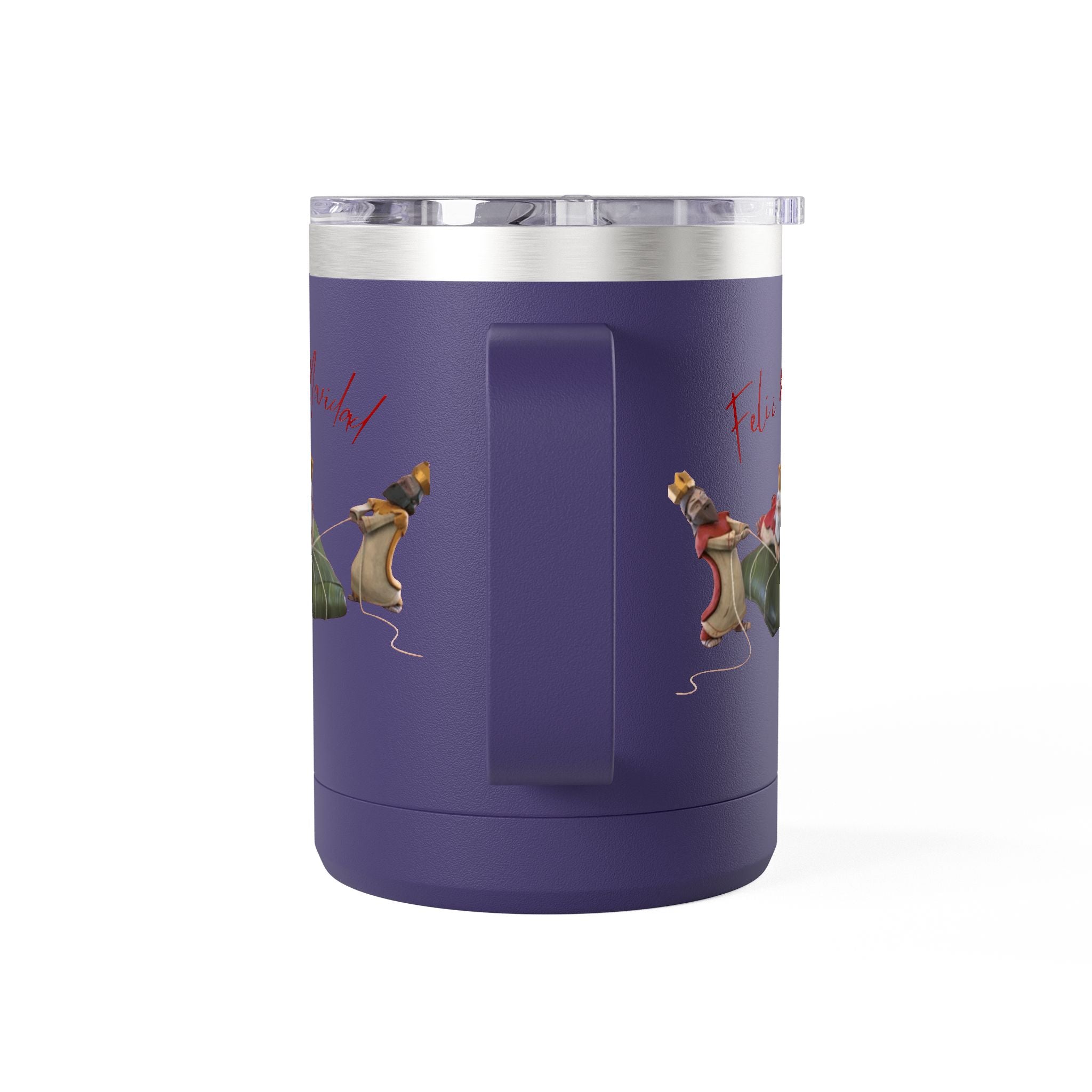 3 KINGS Holiday Travel Tumbler — 'Feliz Navidad' Dachshund Santa Design Coffee Cup for Fun Celebrations