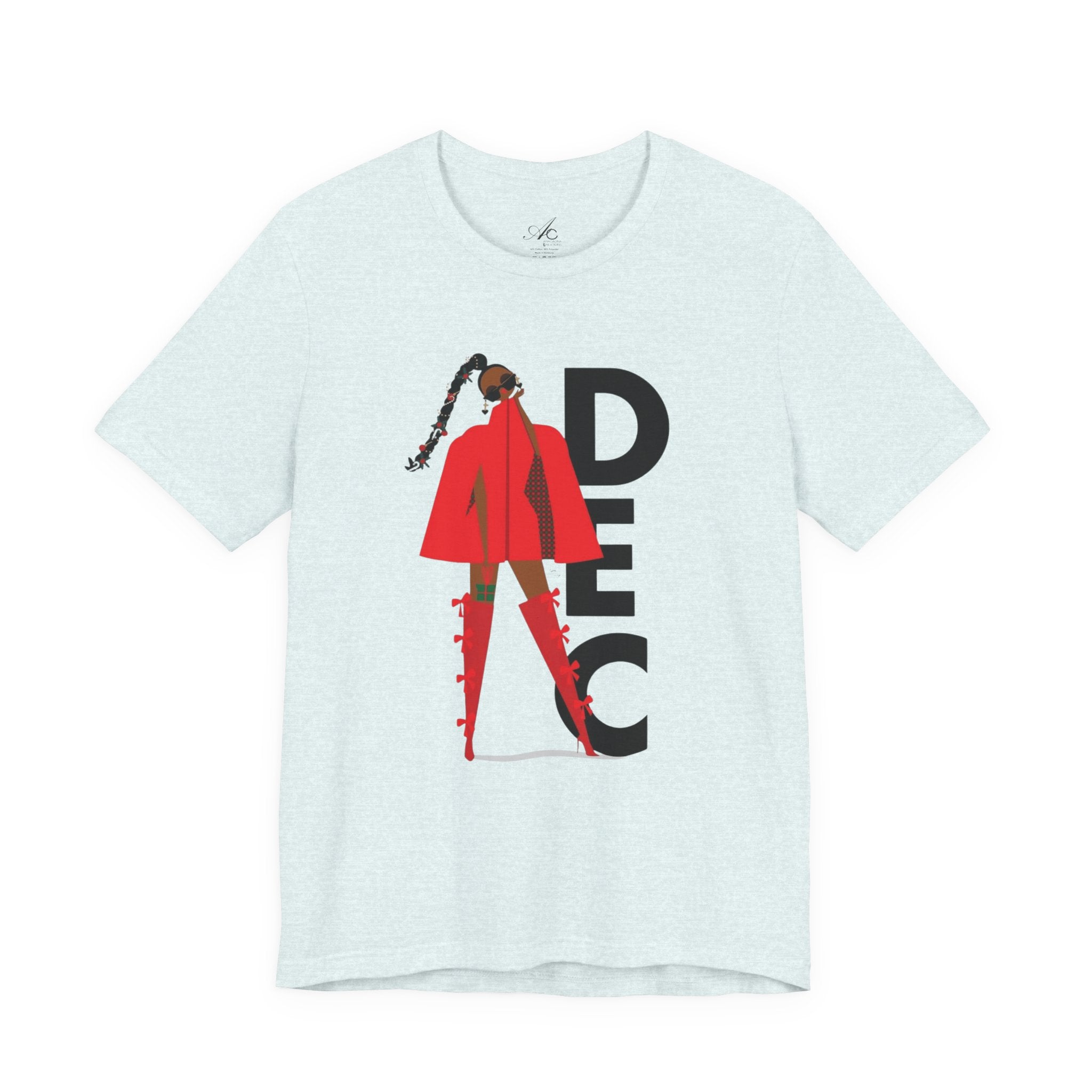 December Fashion Tee  Red Coat Model Graphic Shirt