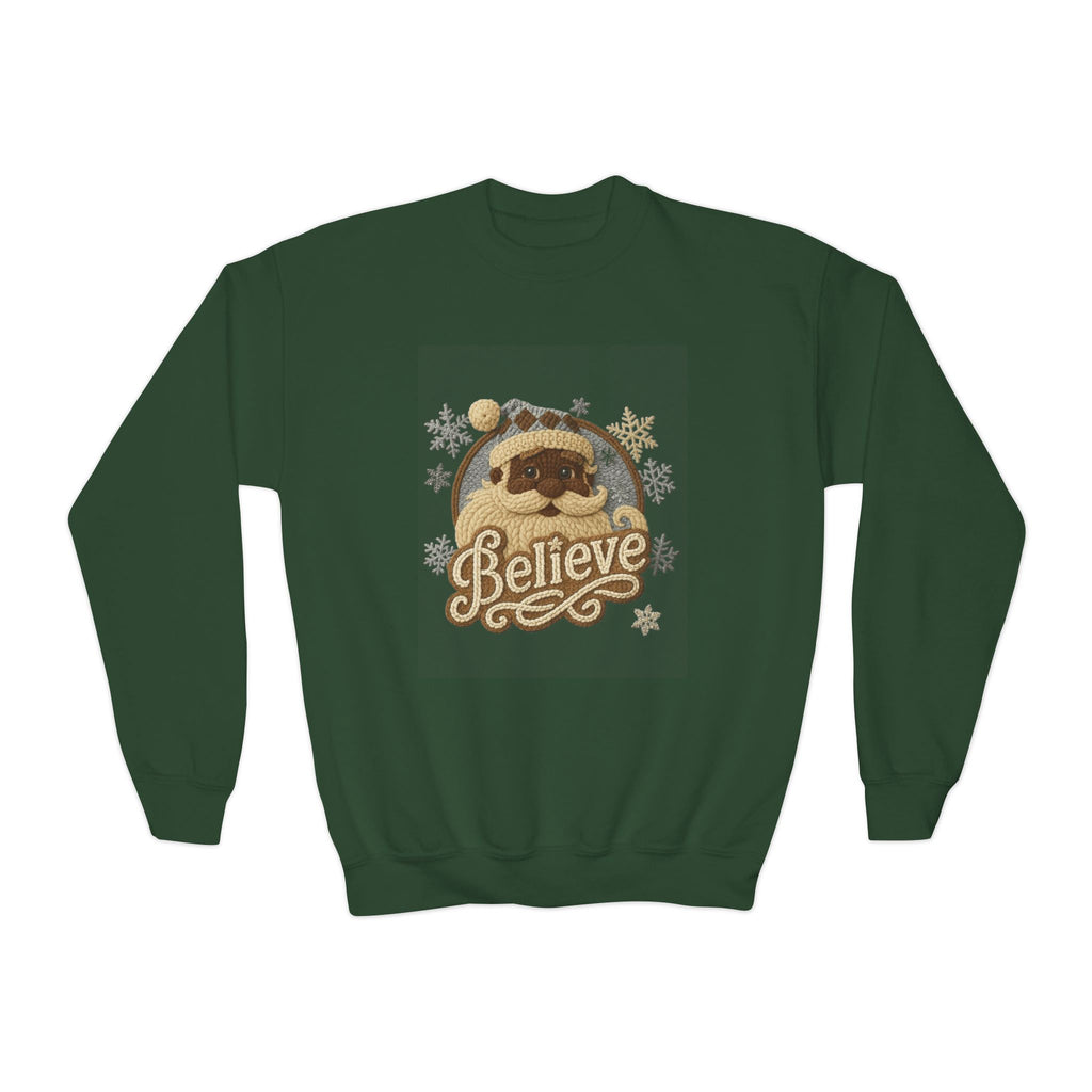 Youth Sweatshirt  'Believe' Cozy Sloth Holiday Crewneck