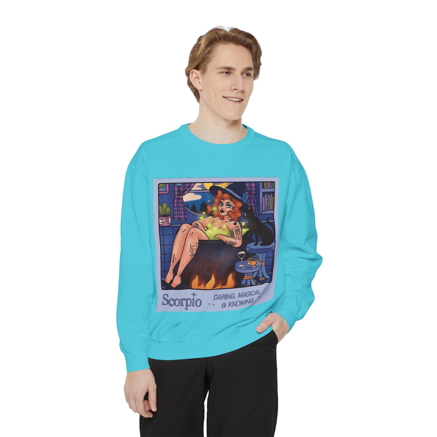 Halloween Sweater Scorpio Sweatshirt | Garment-Dyed Cozy Top, Astrology Gift, Zodiac Apparel, Witchy Fashion, Fall Wardrobe Essential