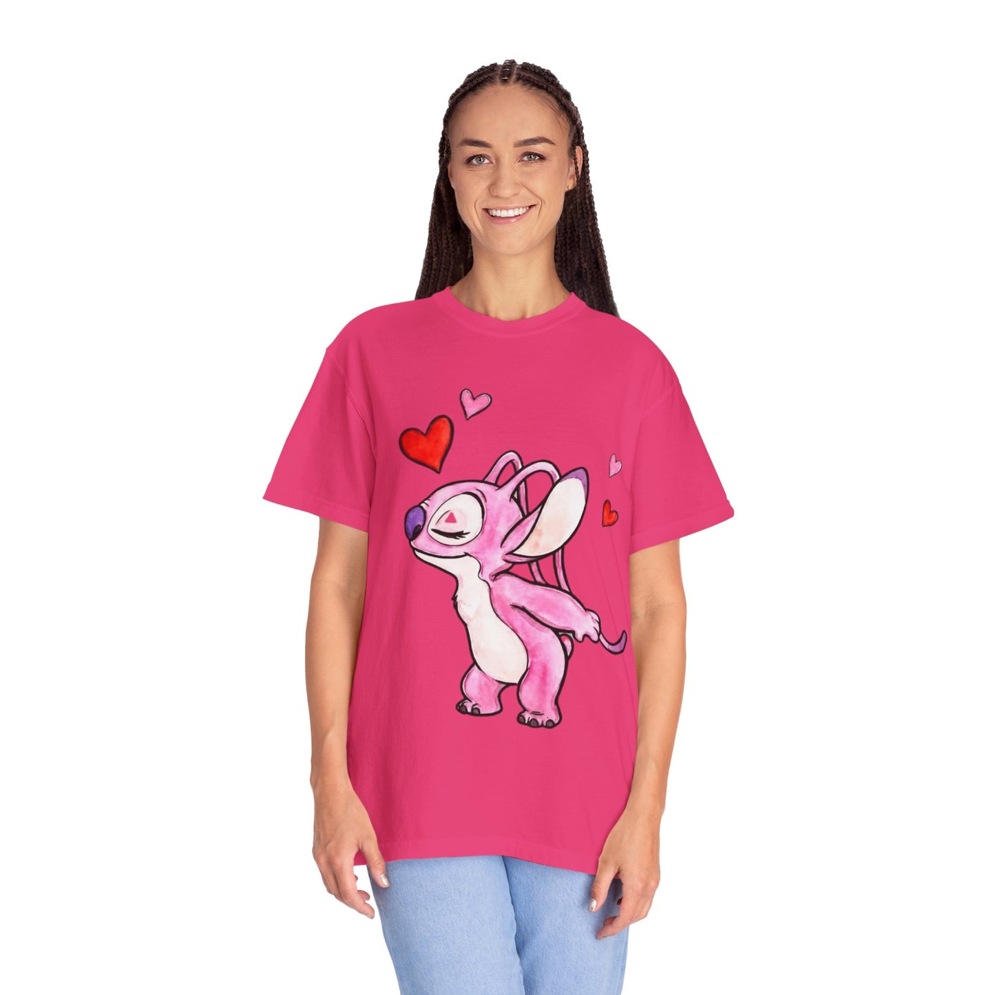 T-Shirt — Cute Pink Cartoon Creature with Hearts | Valentine’s Gift Tee