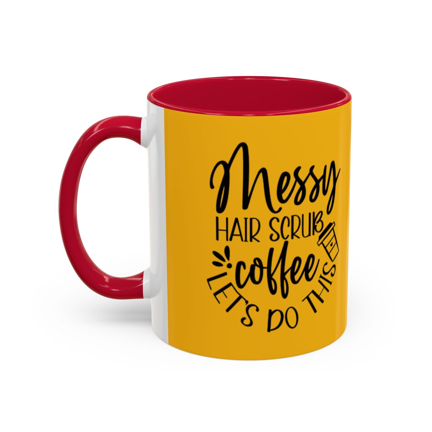 Holiday Coffee Cups with Festive Quotes & Designs Messy Hair Coffee Mug - Fun Yellow Ceramic Cup for Coffee Lovers