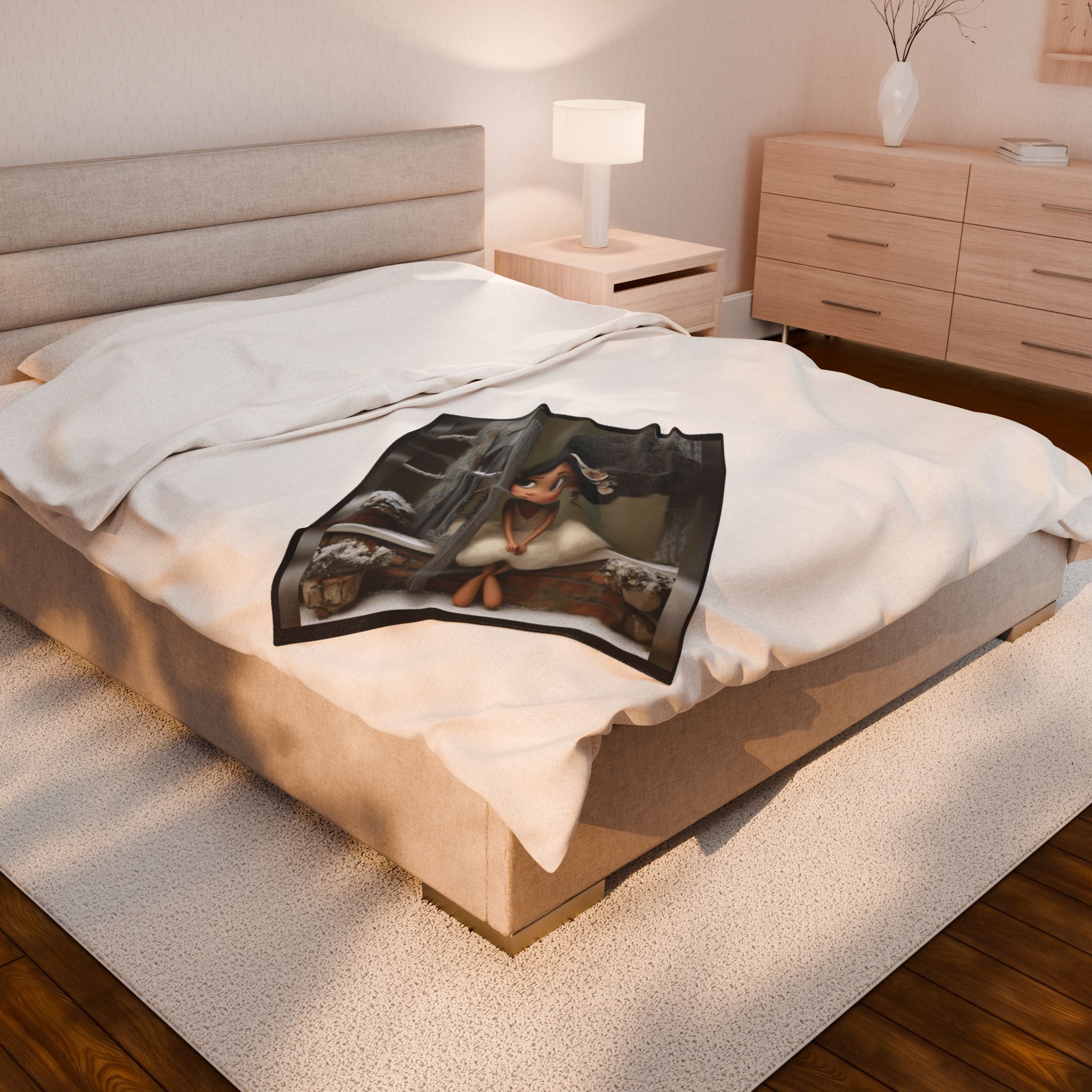 Cute Cozy Plush Blanket — Whimsical Ballerina Girl Velveteen Throw