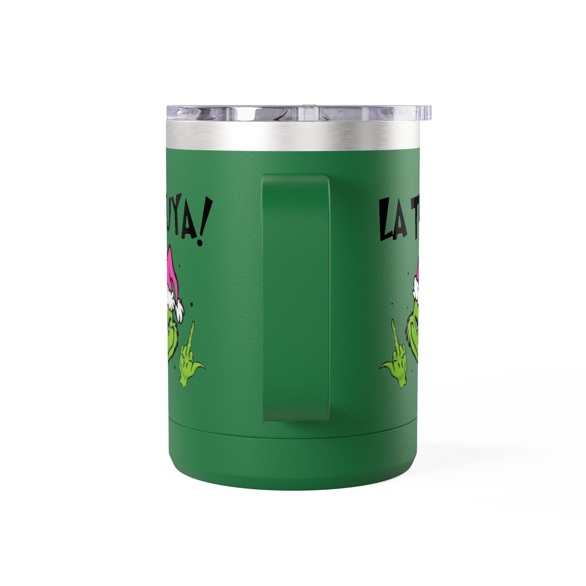 Holiday Grinch Coffee Mug Tumbler - 15oz Vaso / Taza de Acero Inoxidable – Diseño Navideño