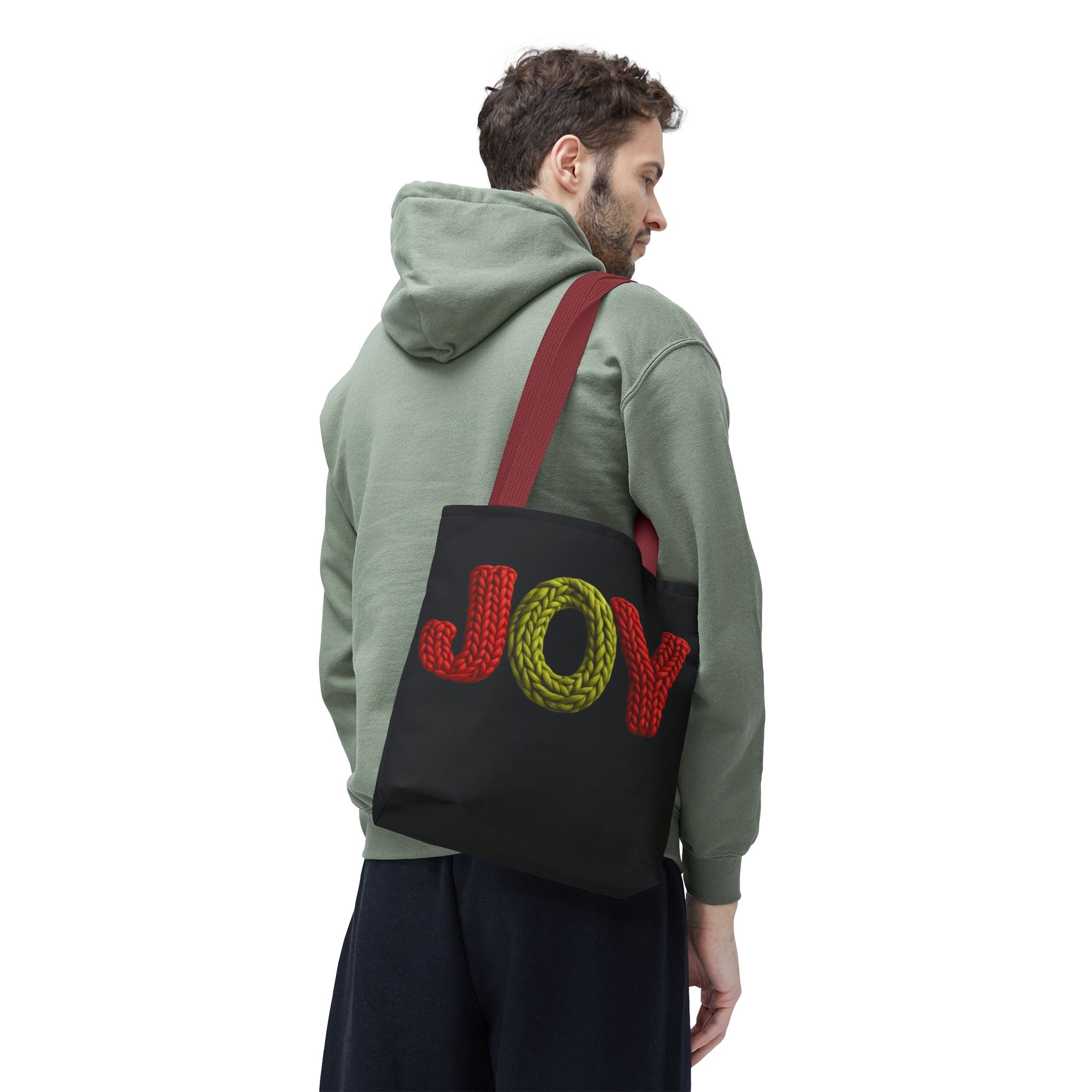 Christmas Tote Bag  Festive Holiday DesigJoy Knit Tote Bag  Colorful 'JOY' Yarn Design, Cozy Holiday Gift Tote