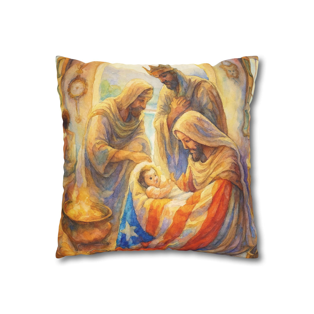 The Tree Kings with  Baby Jesus Decorative Pillow los Tres Reyes Magos Puerto Rico Culture Pillow