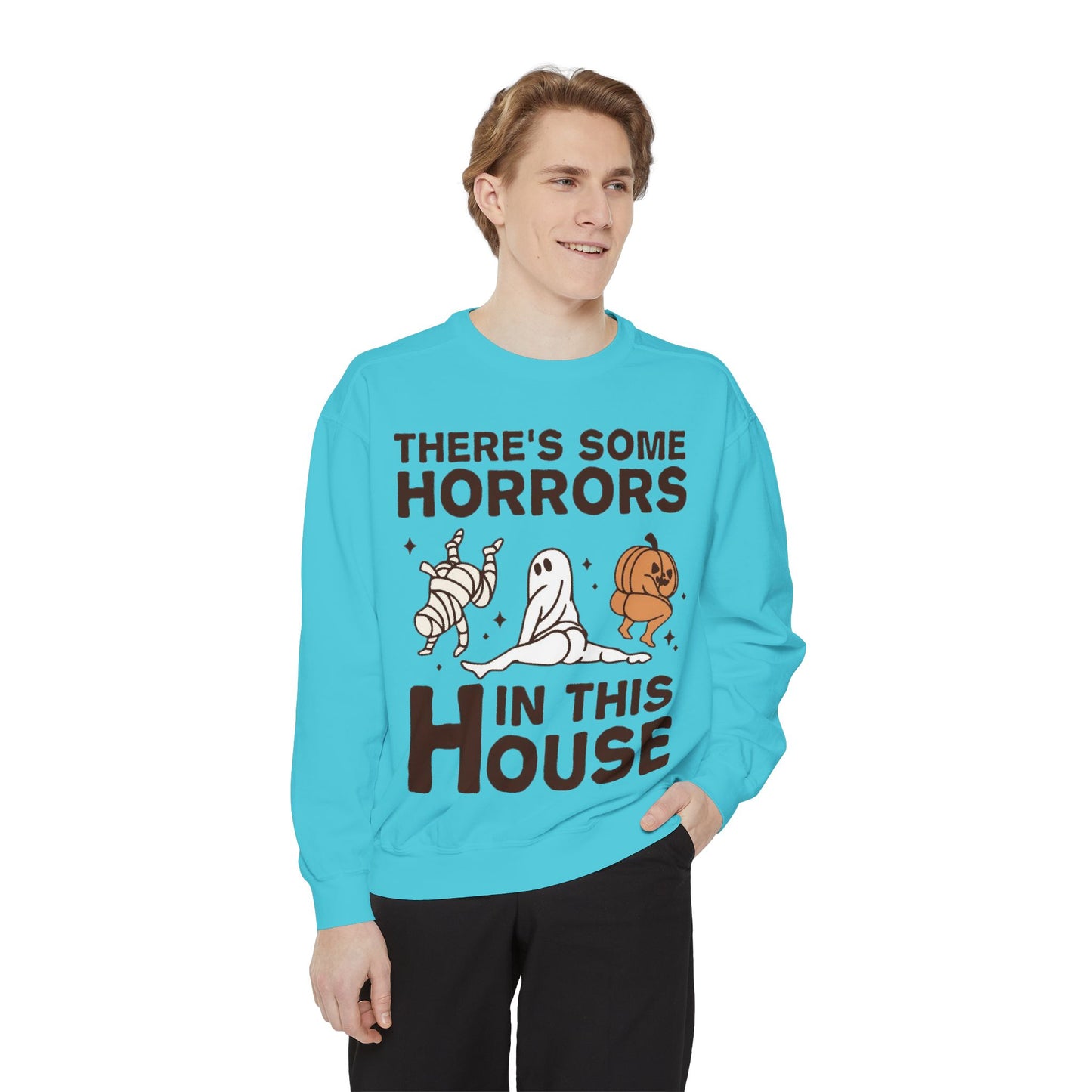 Halloween Themed Unisex Sweatshirt - Fun Ghosts & Mummy Design for Fall, Cozy Casual Wear, Halloween Party, Gift for Friends, Autumn Vibes