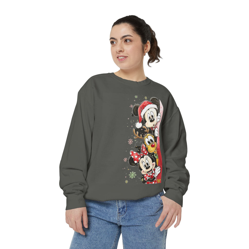 Christmas Disney Characters Sweatshirt  Mickey, Minnie & Pluto Holiday Crew Cartoon Christmas T-shirts and Sweaters
