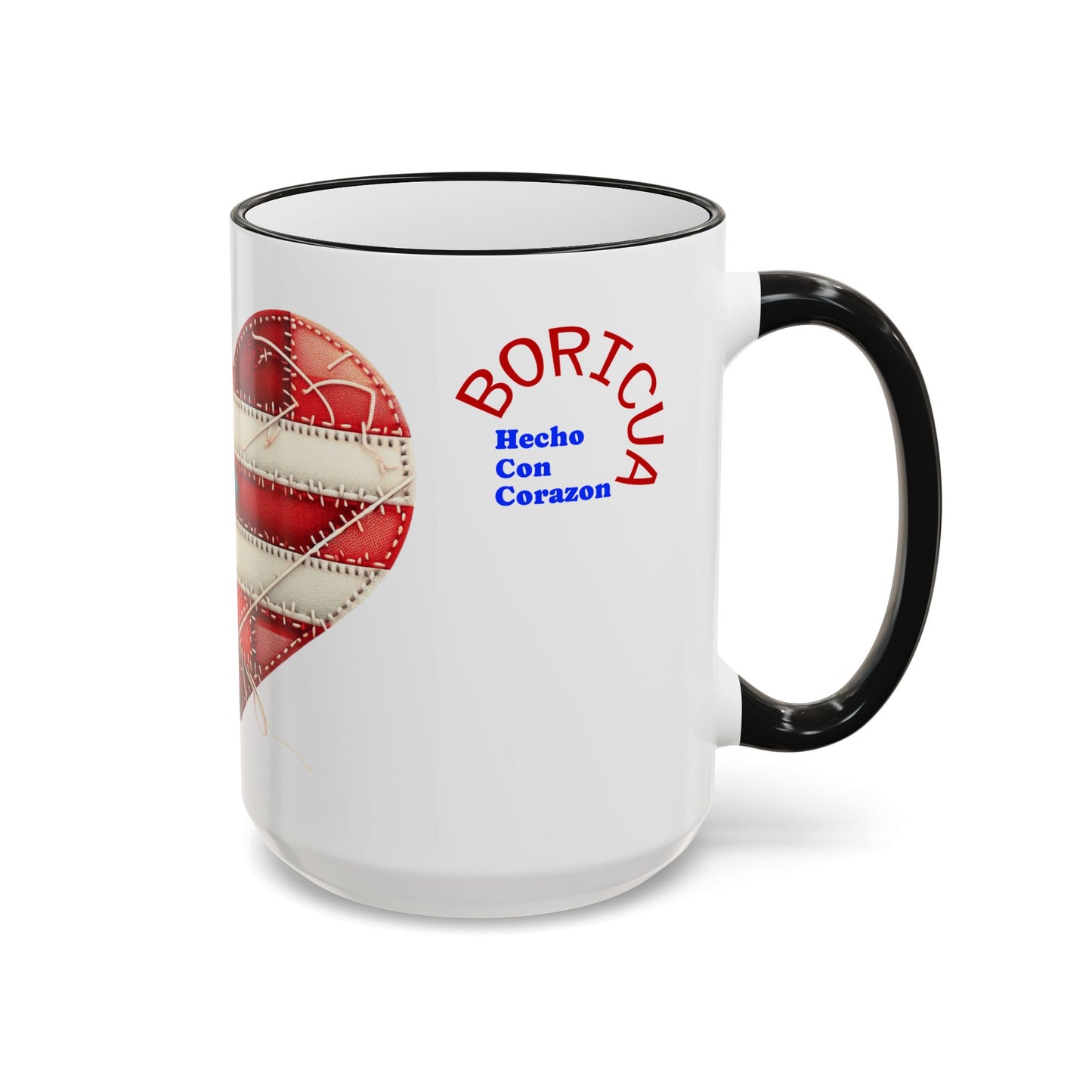 Puerto Rico Flag Heart Accent Rim Mug — Patriotic Coffee Cup (11oz/15oz)