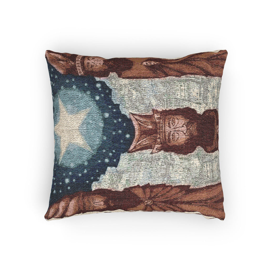 Puerto Rico Culture Pillow  Vintage Flag & Statue Tapestry Throw Pillow