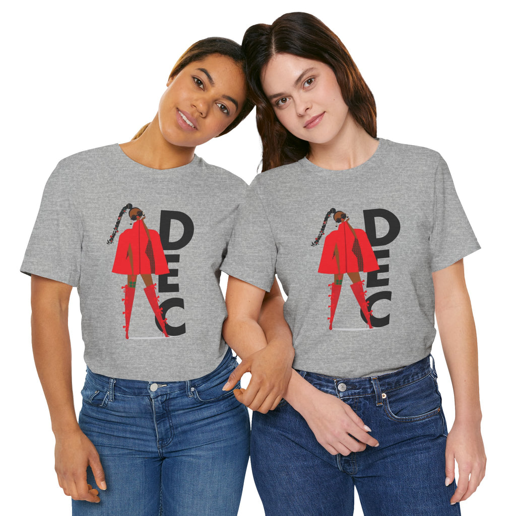 December Fashion Tee  Red Coat Model Graphic Shirt