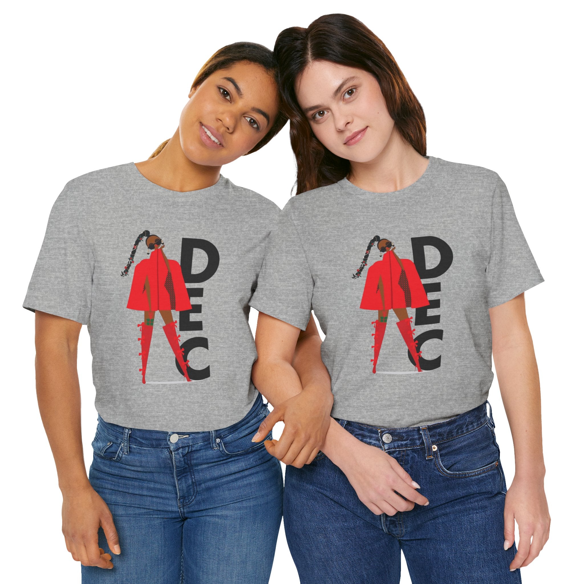 December Fashion Tee  Red Coat Model Graphic Shirt