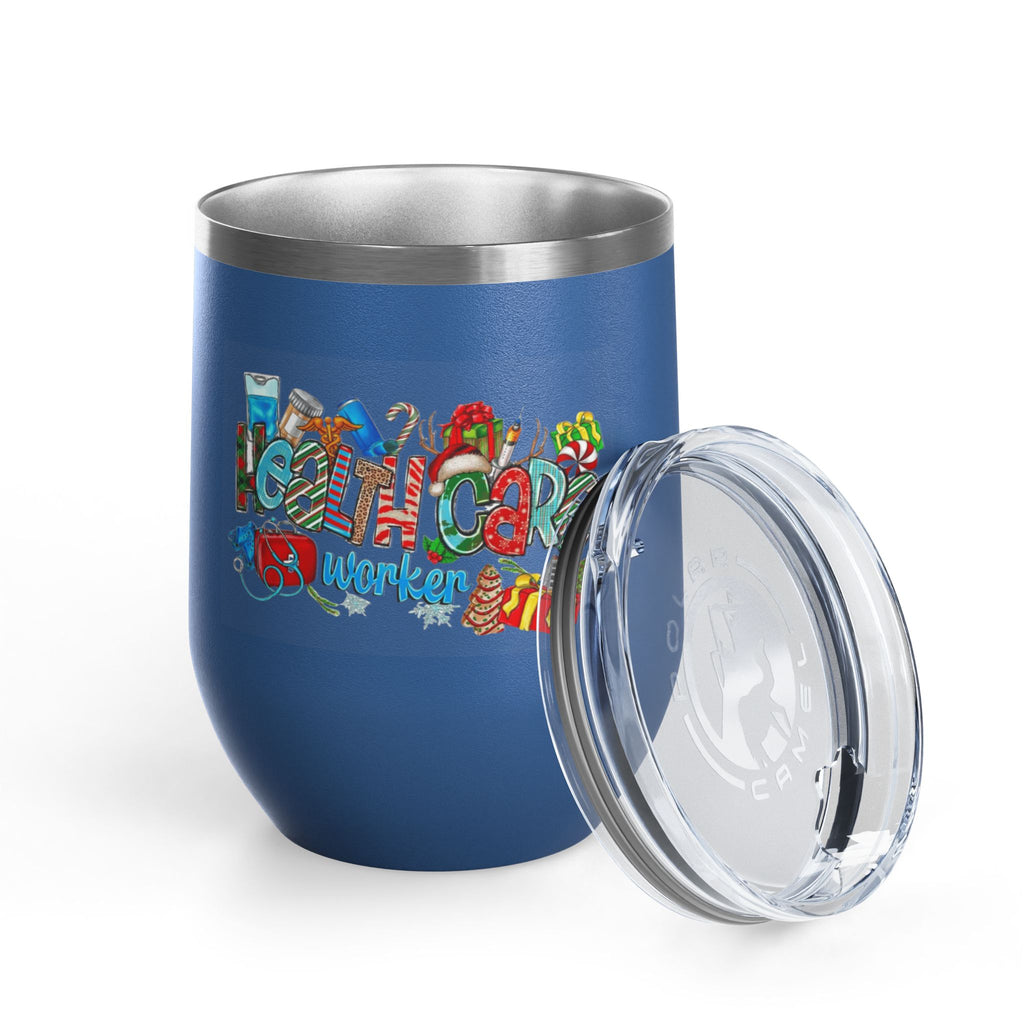 Healthcare Worker 12oz Wine Tumbler — Colorful Holiday Medical Staff Gift Medical Christmas Mug
