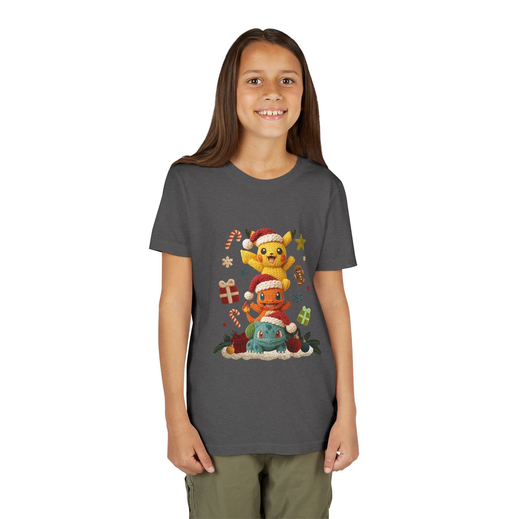 Kids Holiday Tee  Cute Stacked cartoon Characters Christmas Design