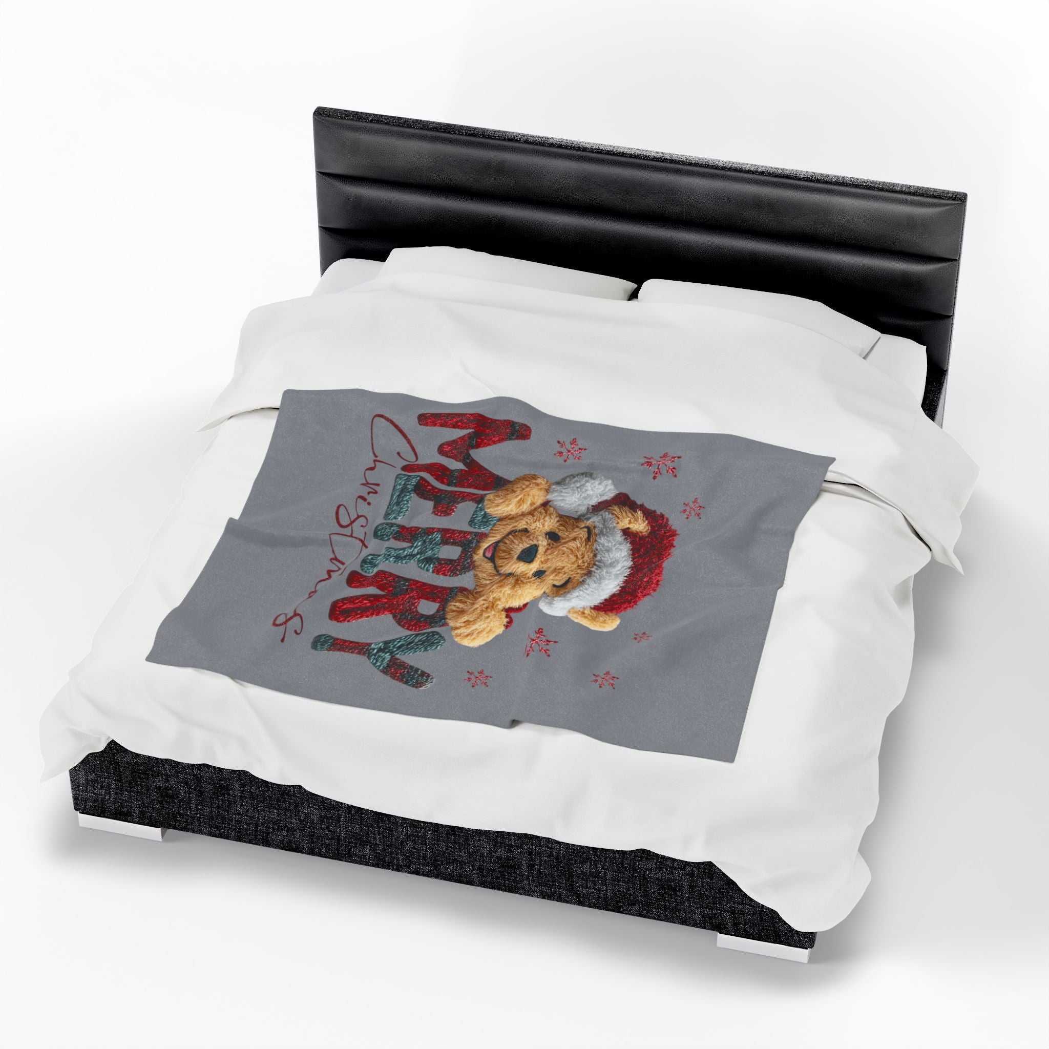 Magical Christmas Cartoon Blanket Merry Christmas Teddy Plush Blanket Soft Velveteen Holiday Throw
