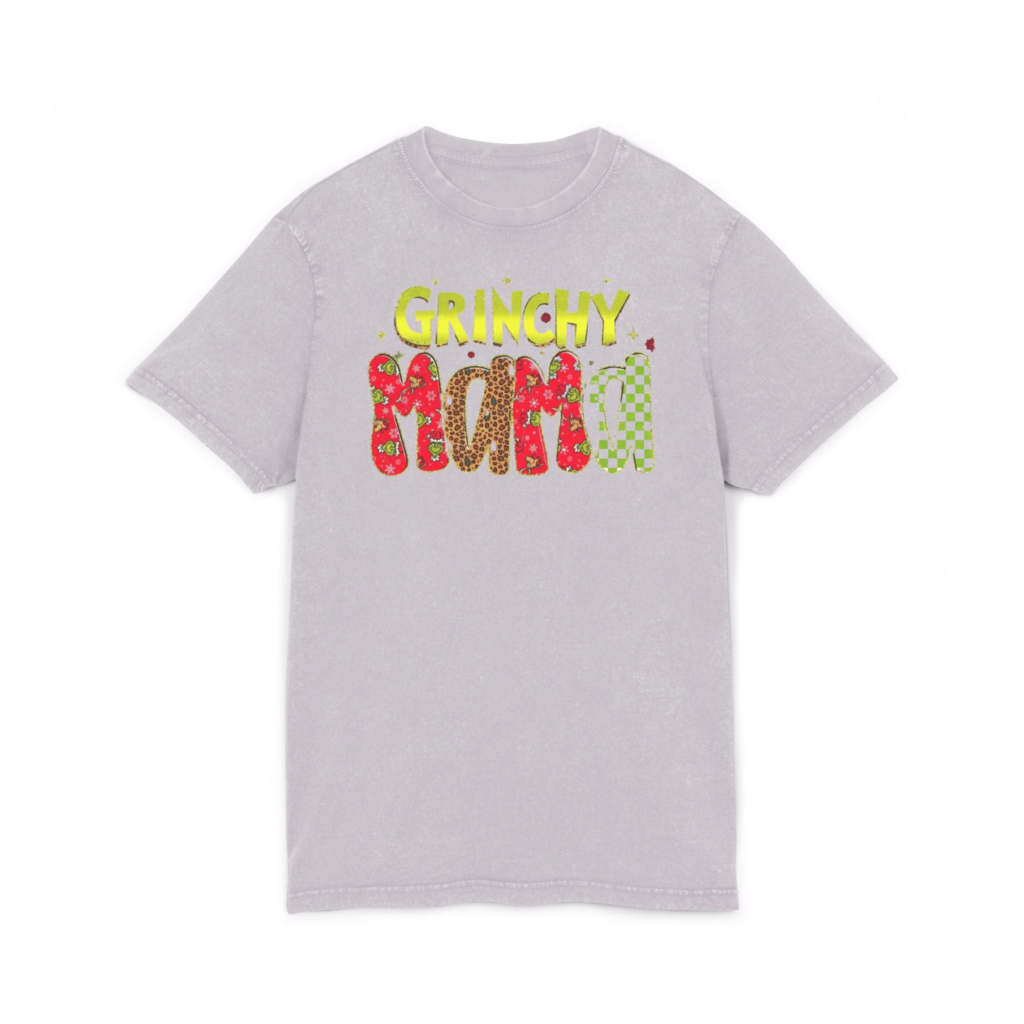 Grinchy Mama Acid-Wash Tee  Holiday Family Christmas Shirt