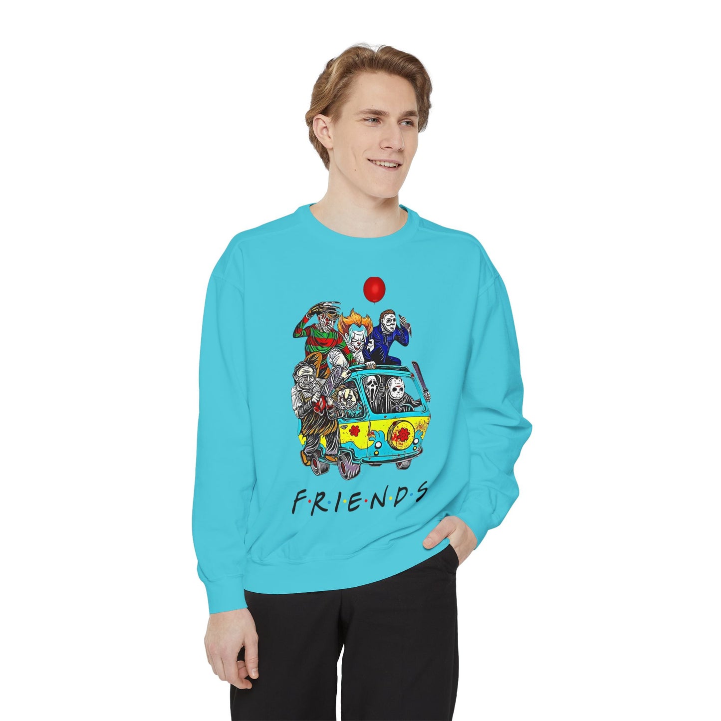 Friends-Inspired Unisex Garment-Dyed Sweatshirt, Cozy Casual Wear, Unique Graphic Sweatshirt, Perfect Gift, Everyday Style