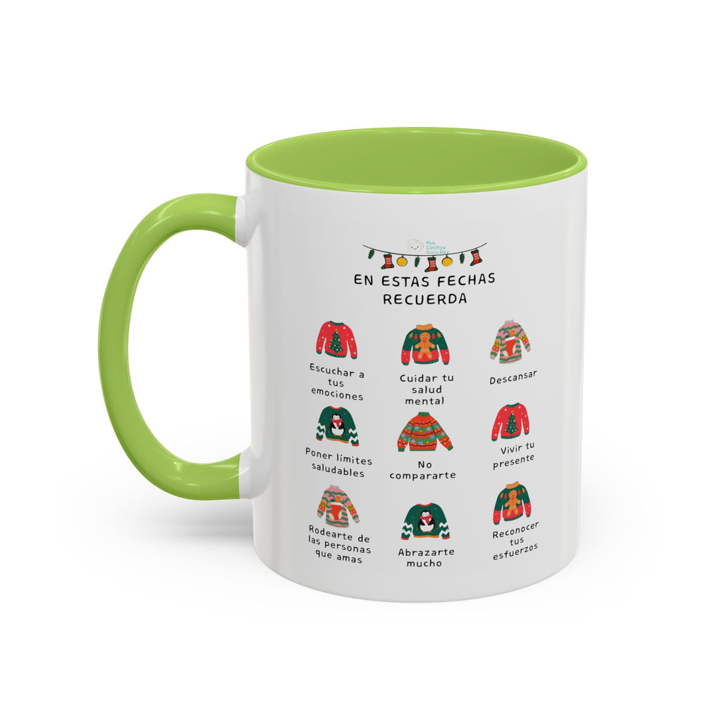 Coffee Mug — 'En Estas Fechas Recuerda' Holiday Sweater Reminder Accent Mug (11/15oz)