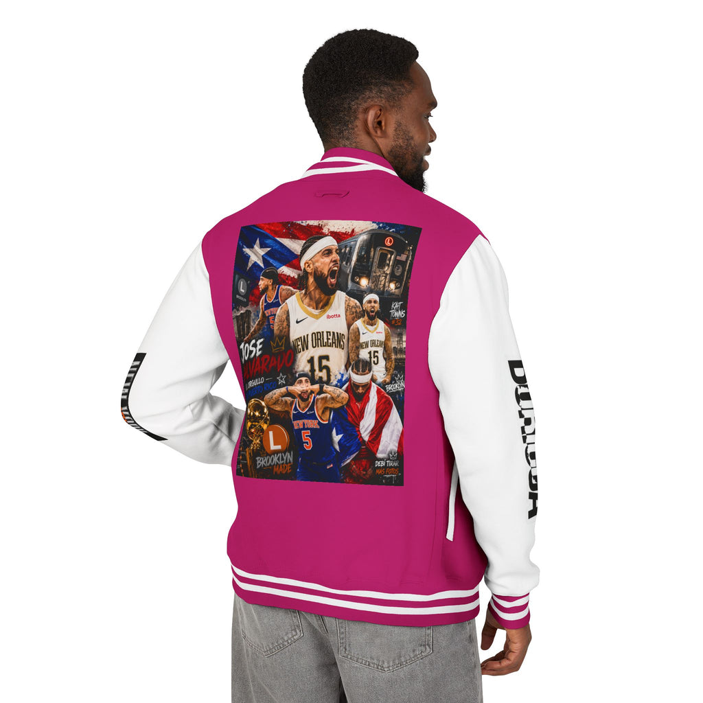 Basketball-Inspired Letterman Jacket — Men's Retro Varsity Sports Jacket Jose AlvarTribute Varsity Jacket