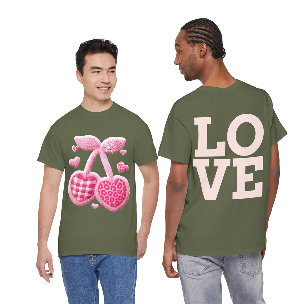 Pink Heart Cherries Tee  LOVE Graphic Valentine T-Shirt