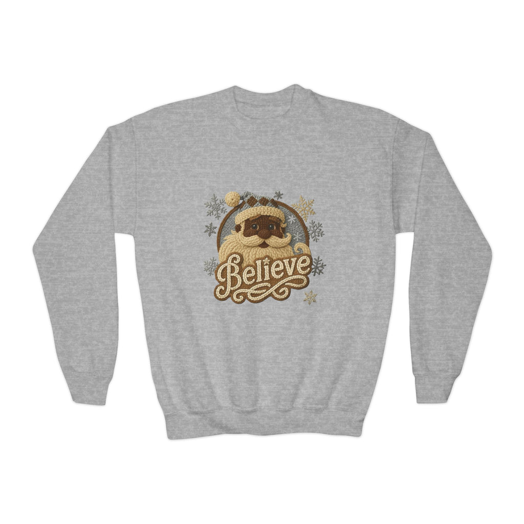 Youth Sweatshirt  'Believe' Cozy Sloth Holiday Crewneck