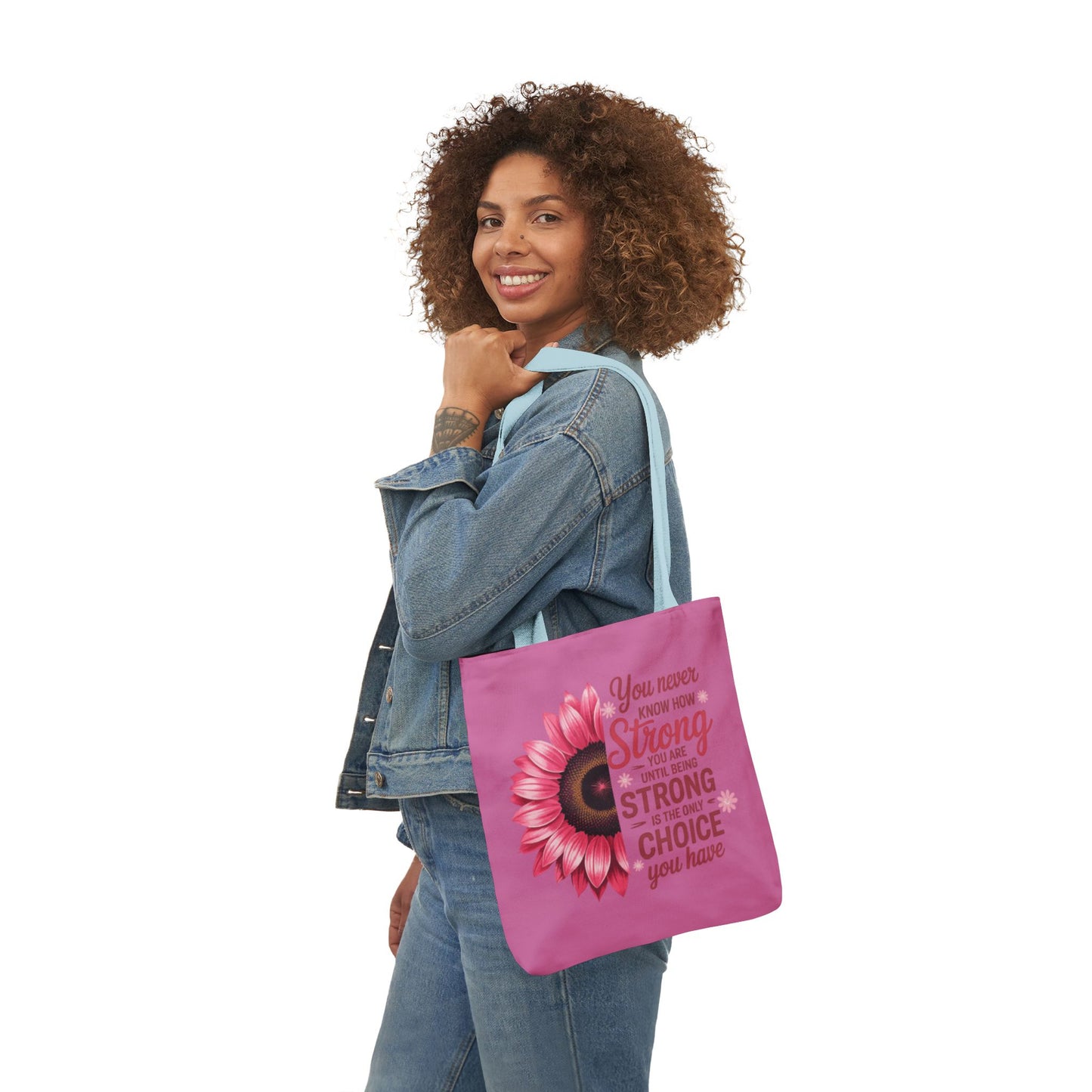 Cancer Survivor Hope Collection Inspirational Canvas Tote Bag with Floral Design
