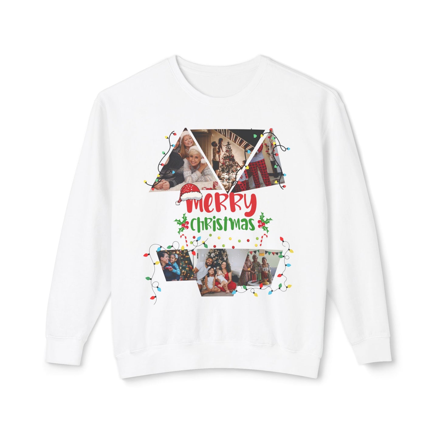 Christmas Photo Collage Sweatshirt — "Merry Christmas" Holiday Crewneck