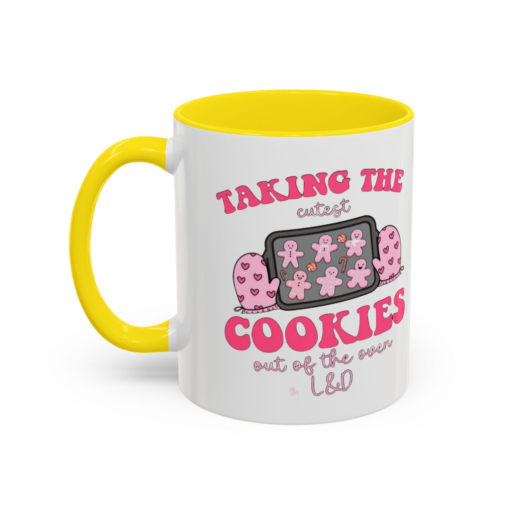 Accent Coffee Mug — "Taking the Cookies" Cute Pink Baking Design Coffee Cup for Fun Celebrations