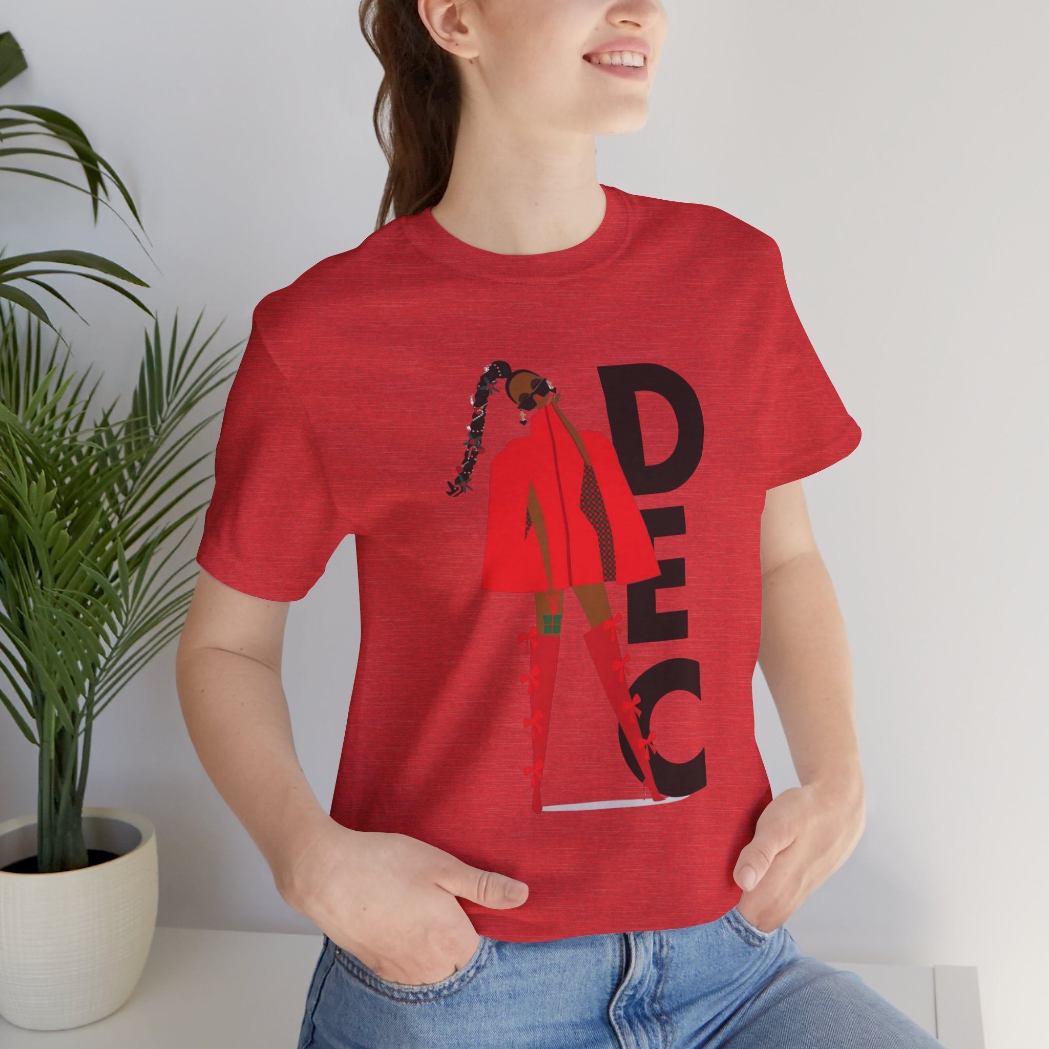 December Fashion Tee  Red Coat Model Graphic Shirt