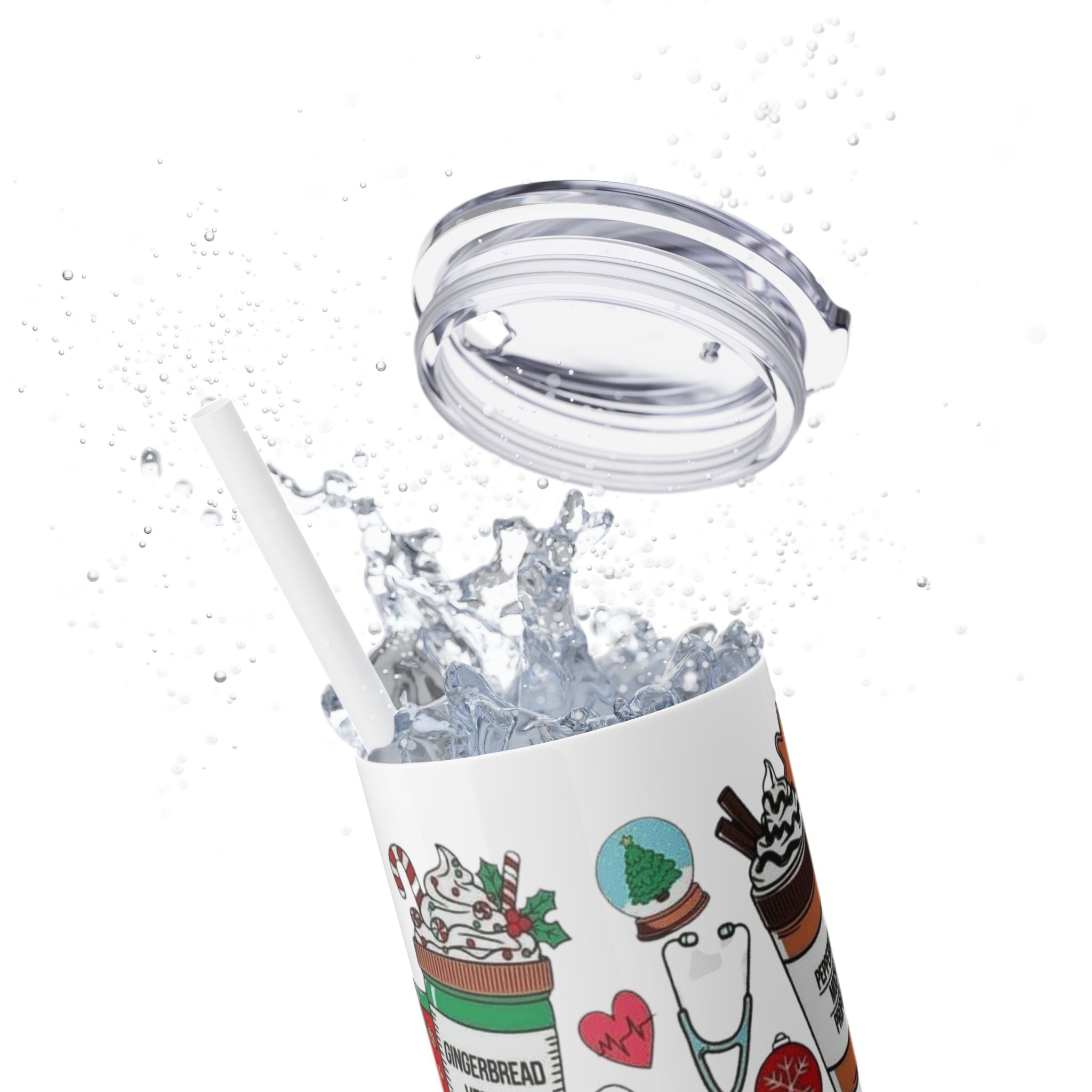 Emergency Department Nurse Christmas Skinny Tumbler - 20oz Holiday Medical Travel Cup with Straw Medical Christmas Mug