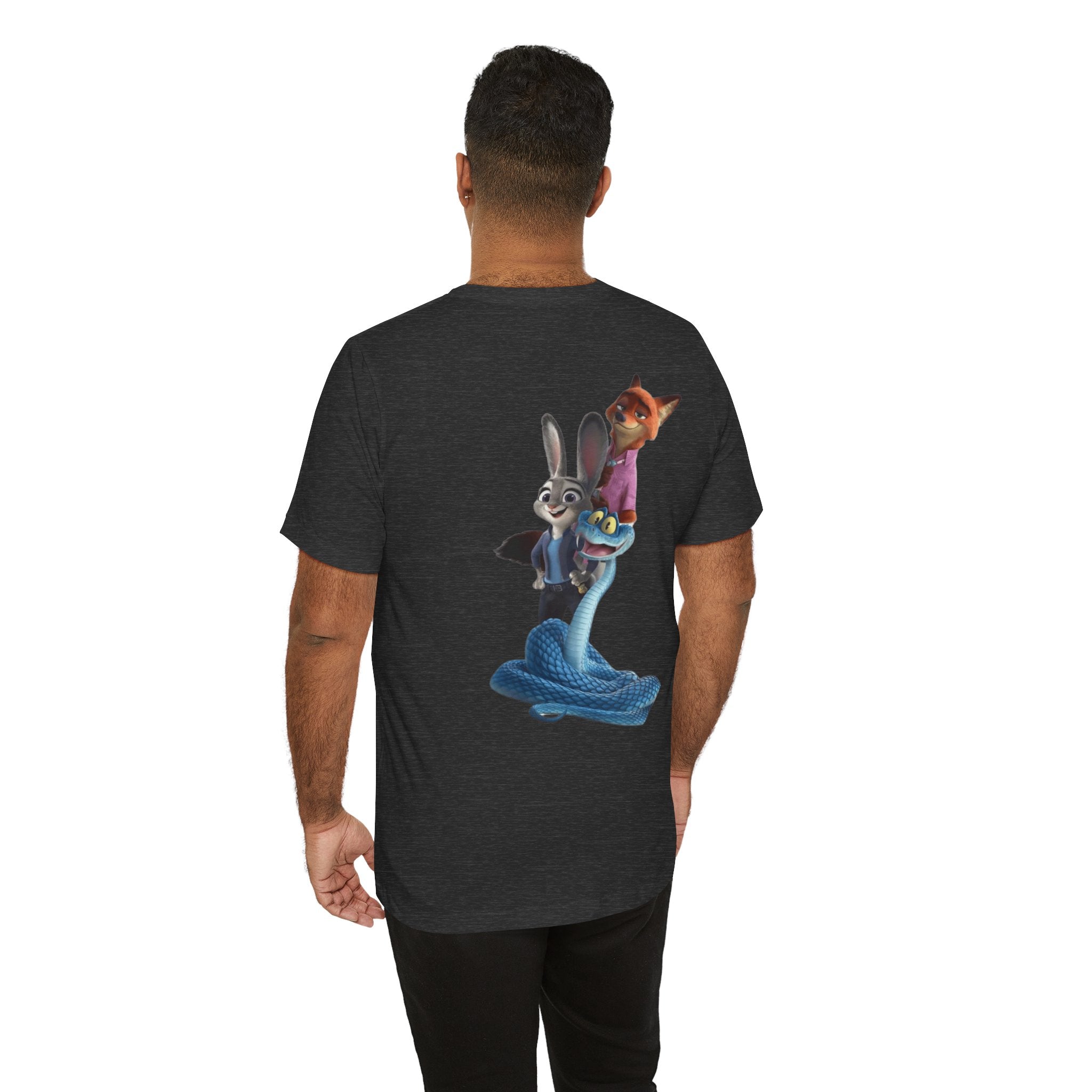 Animated Character Tee — Cute Fox & Bunny Stack Graphic T-Shirt  cartoon-style Christmas artwork