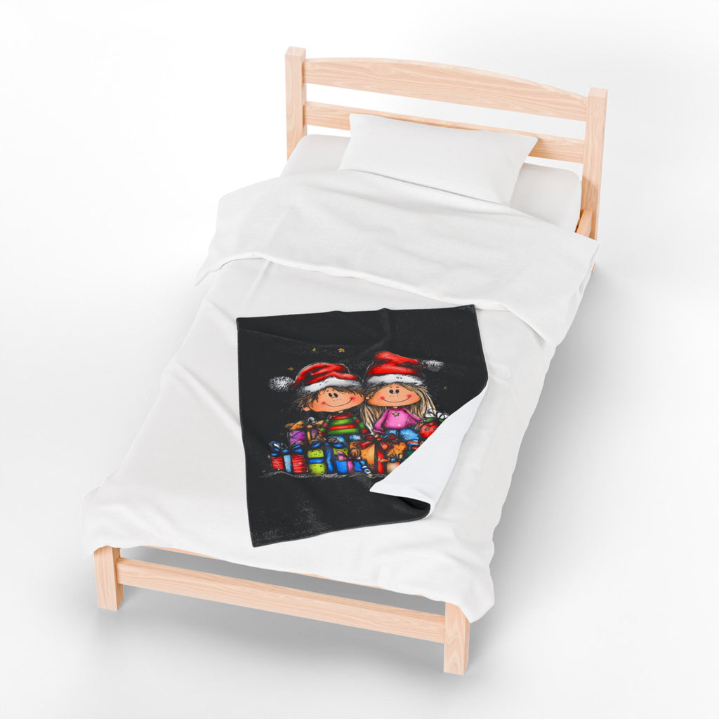 Christmas Kids & Gifts Velveteen Plush Blanket