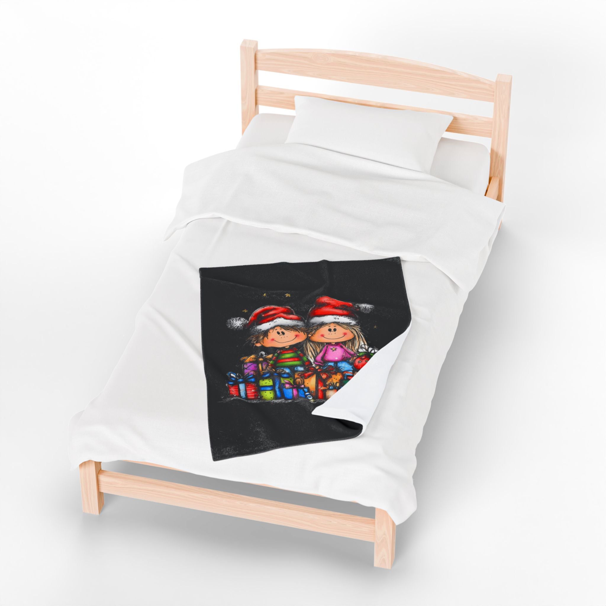 Christmas Kids & Gifts Velveteen Plush Blanket