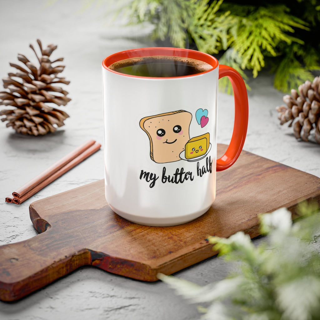 Motivational & Funny Quote Mugs Uplifting Coffee Cup Gifts Cute Foodie Relationship Mug My Butter Half Design, Colorful 11oz & 15oz