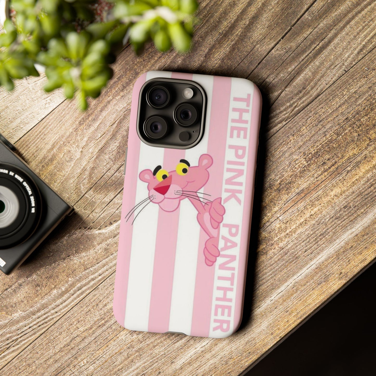Pink Panther Tough Case Retro Striped Phone Case with "The Pink Panther" Design