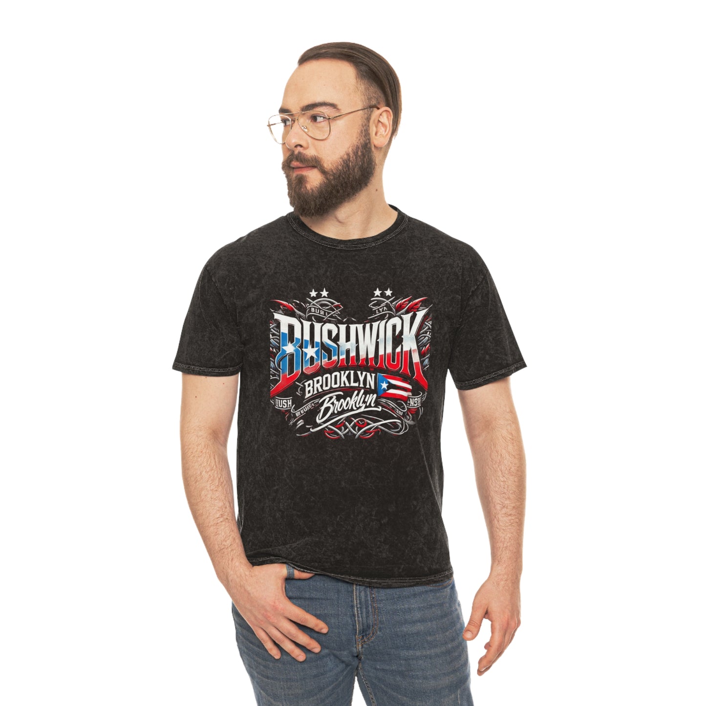 🇵🇷 Bold, Boricua, and Born to Represent Brooklyn Bushwick Vintage Tee | Unisex Mineral Wash T-Shirt, Streetwear, Graphic Tee, Urban Fashion, Casual Wear