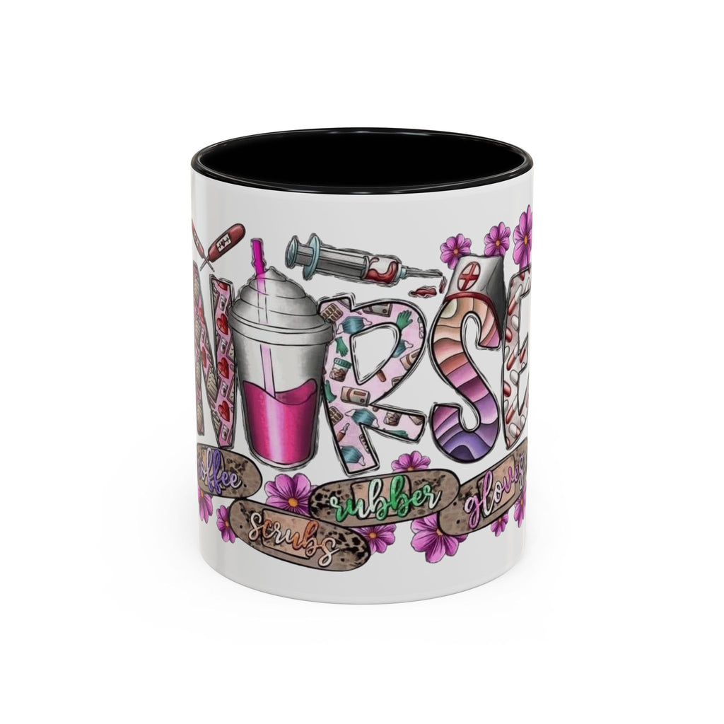 Nurse Love Coffee Mug  Cute Floral Medical Stethoscope & Syringe Design (11/15oz) Medical Christmas Mug